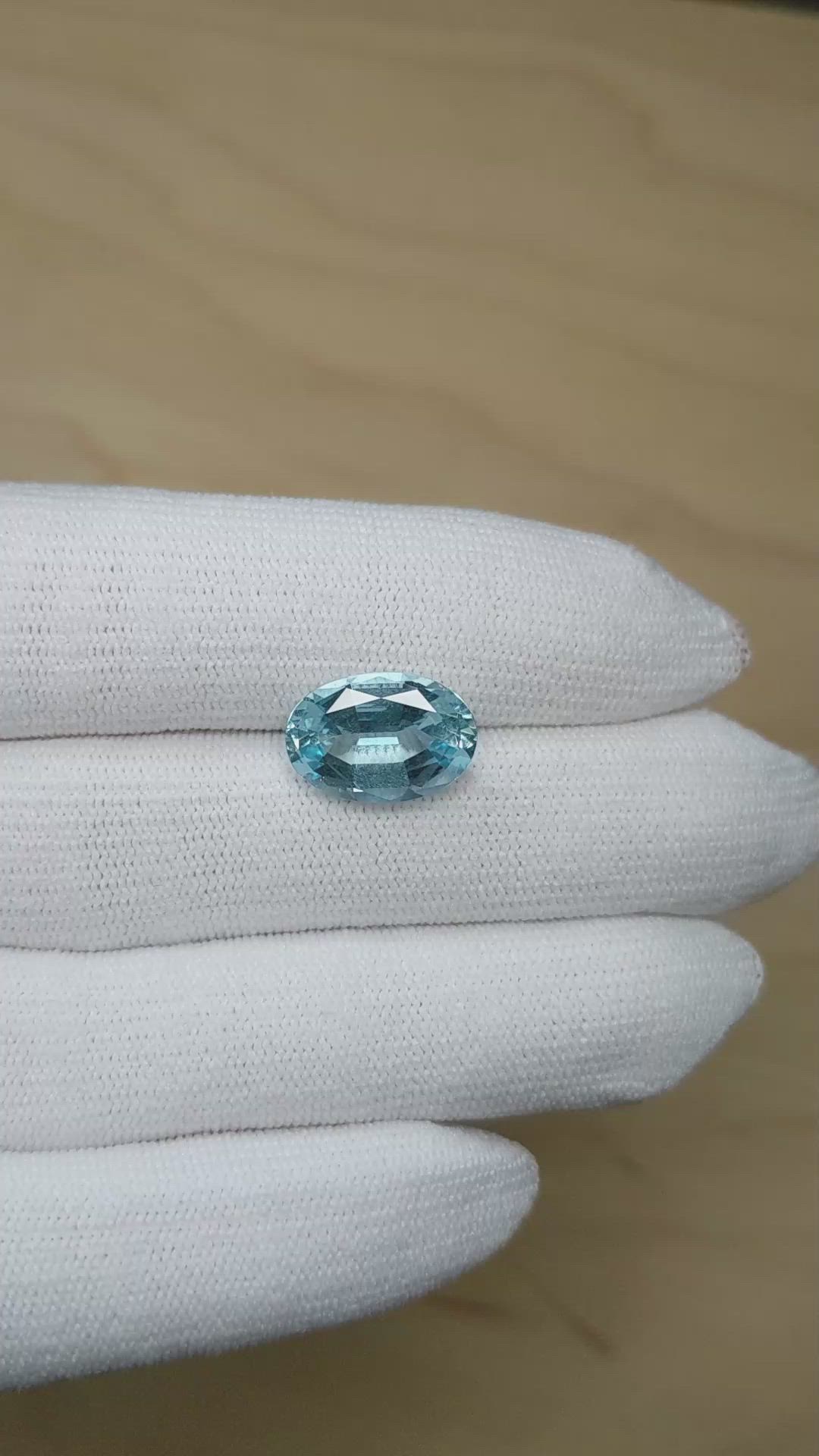 5.01 Ct. Blue Aquamarine from Brazil Size Video