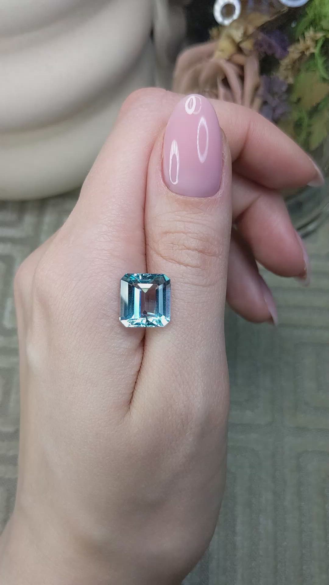 6.84 Ct. Blue Aquamarine from Brazil Size Video