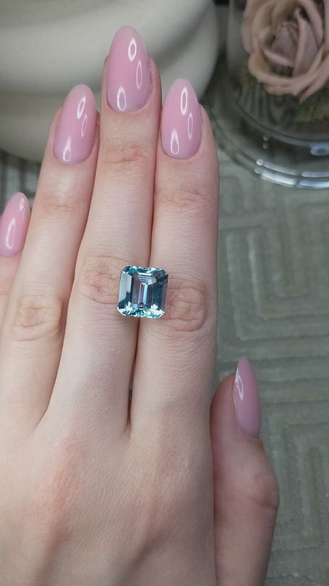 6.84 Ct. Blue Aquamarine from Brazil Size Video