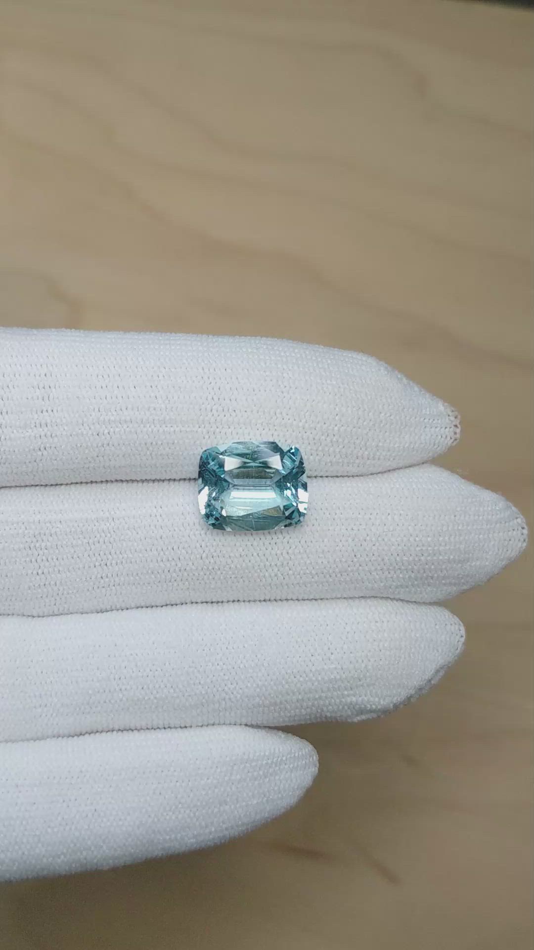 5.53 Ct. Blue Aquamarine from Brazil Size Video