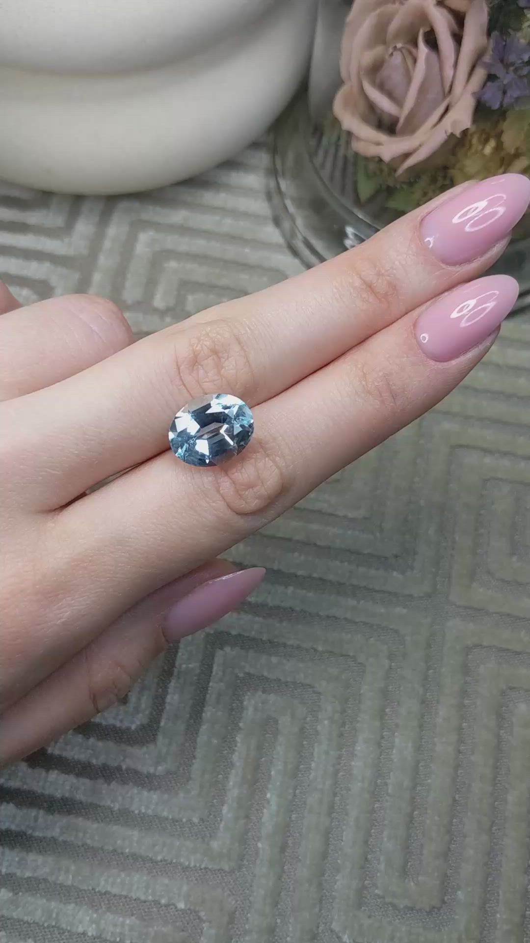 5.76 Ct. Blue Aquamarine from Brazil Size Video