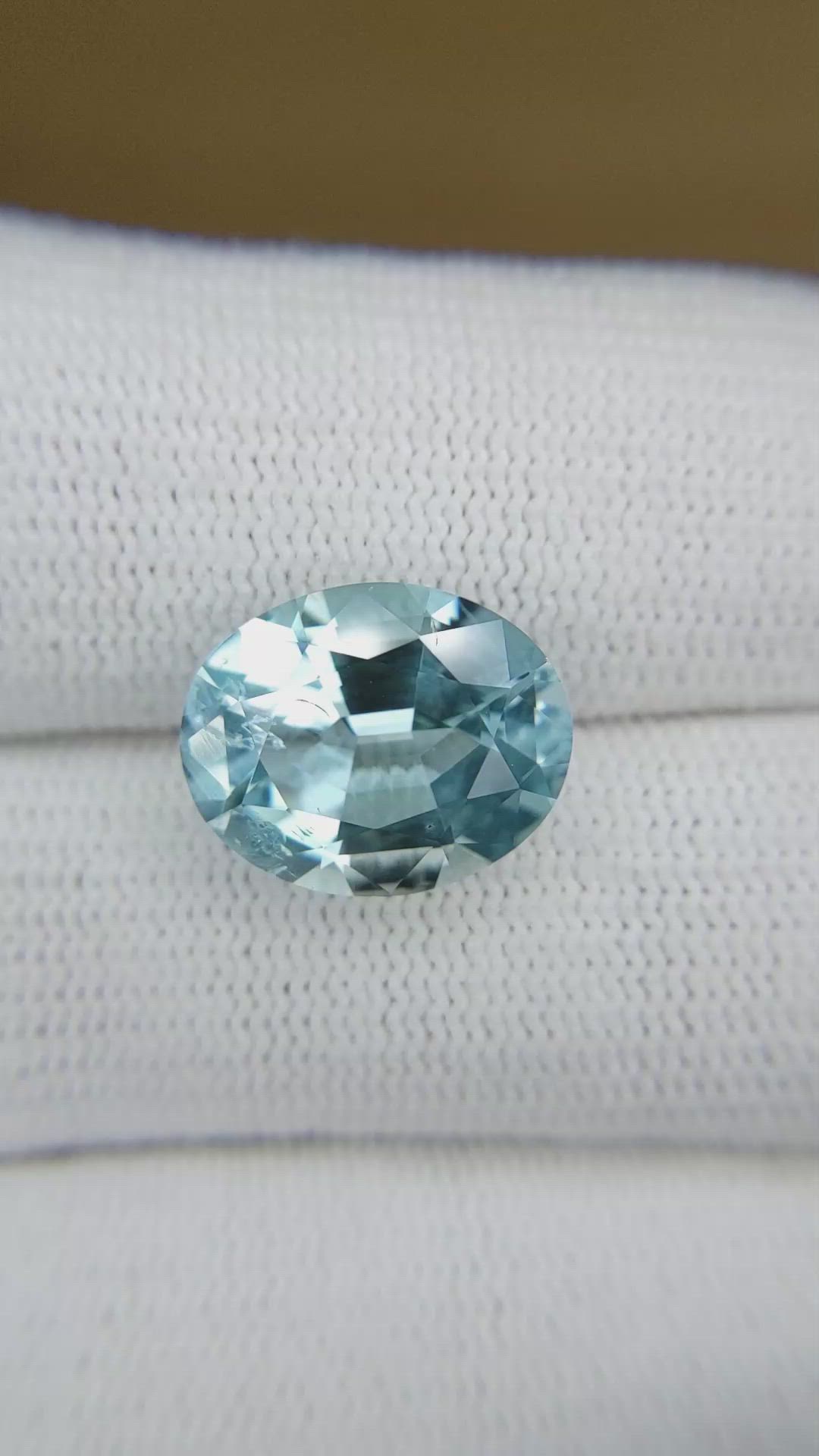 5.76 Ct. Blue Aquamarine from Brazil Size Video