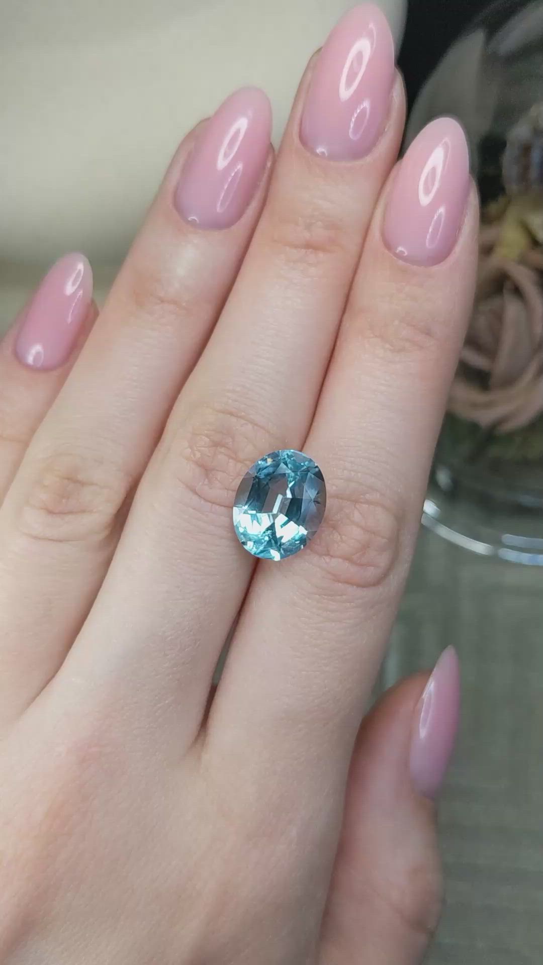 5.76 Ct. Blue Aquamarine from Brazil Size Video