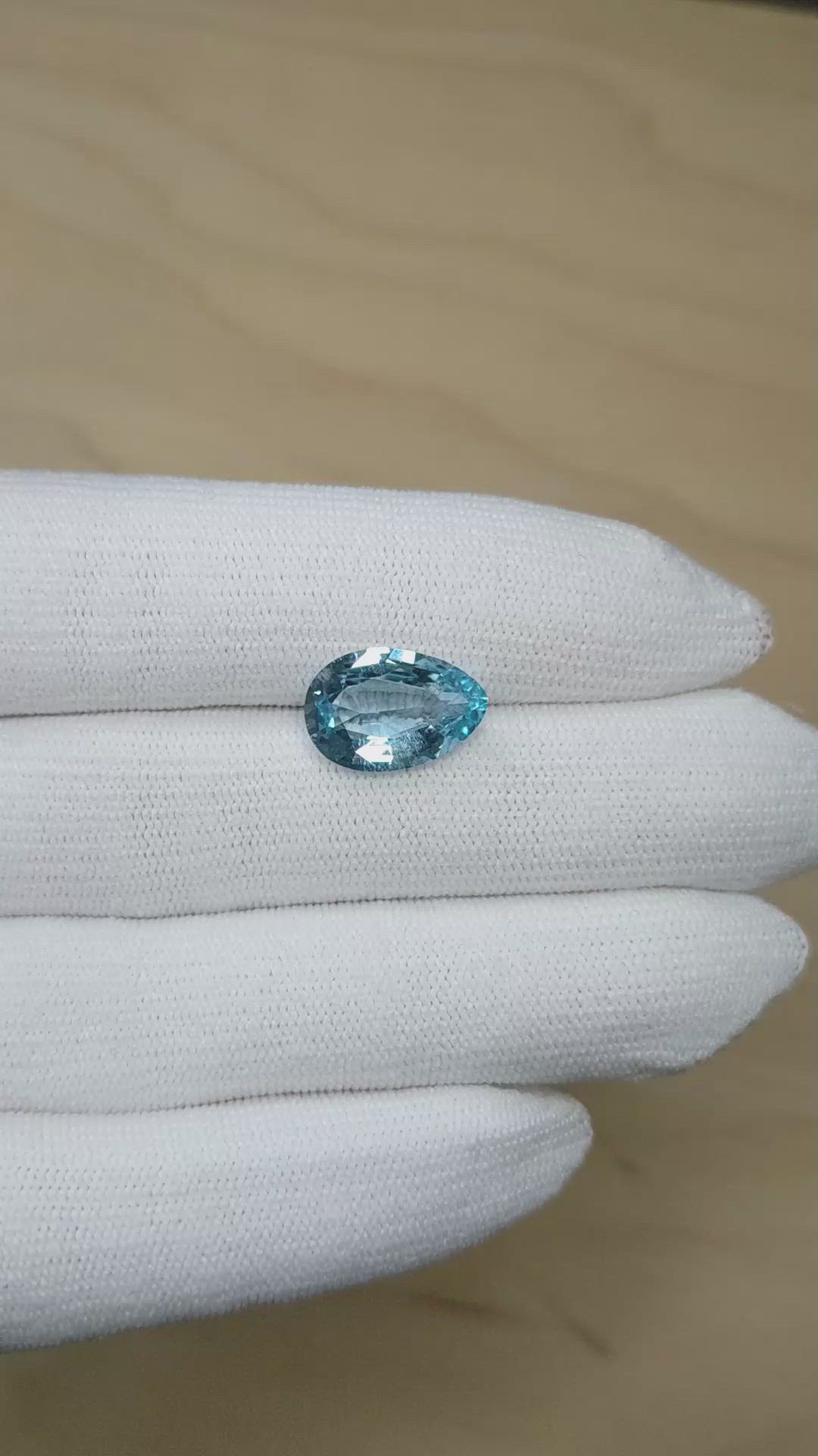 4.10 Ct. Blue Aquamarine from Brazil Size Video