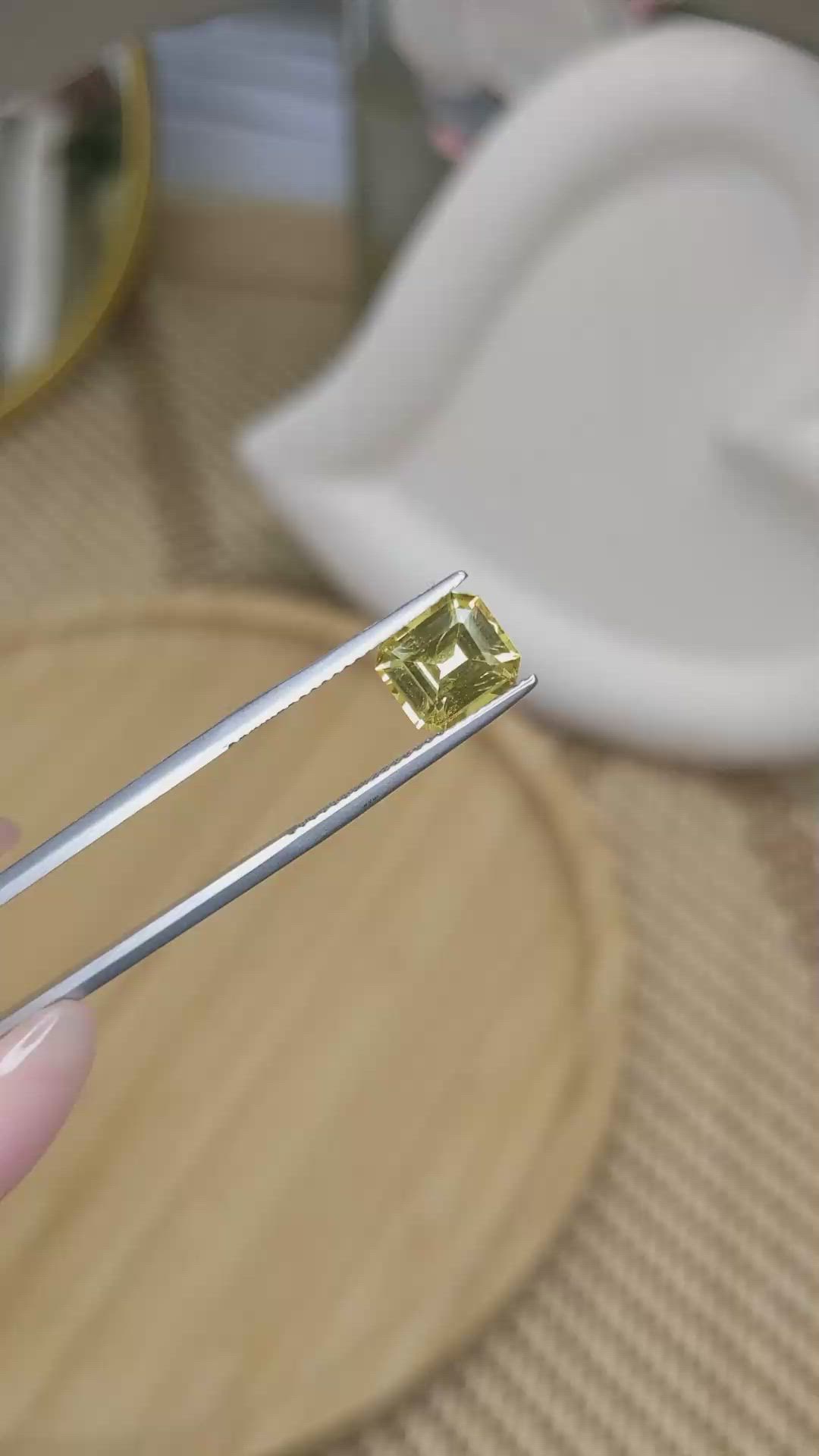 2.49 Ct. Greenish Yellow Chrysoberyl from Ceylon (Sri Lanka) Size Video