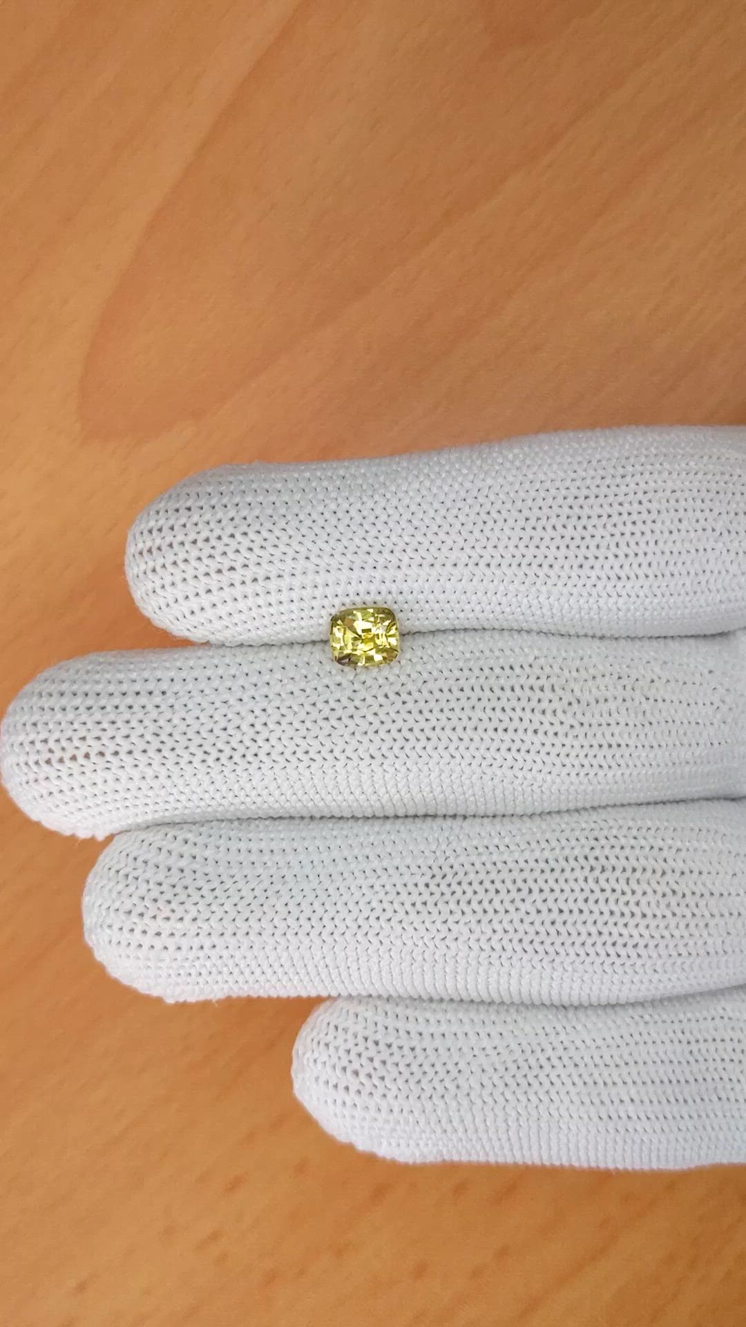 0.98 Ct. Greenish Yellow Chrysoberyl from Ceylon (Sri Lanka) Size Video