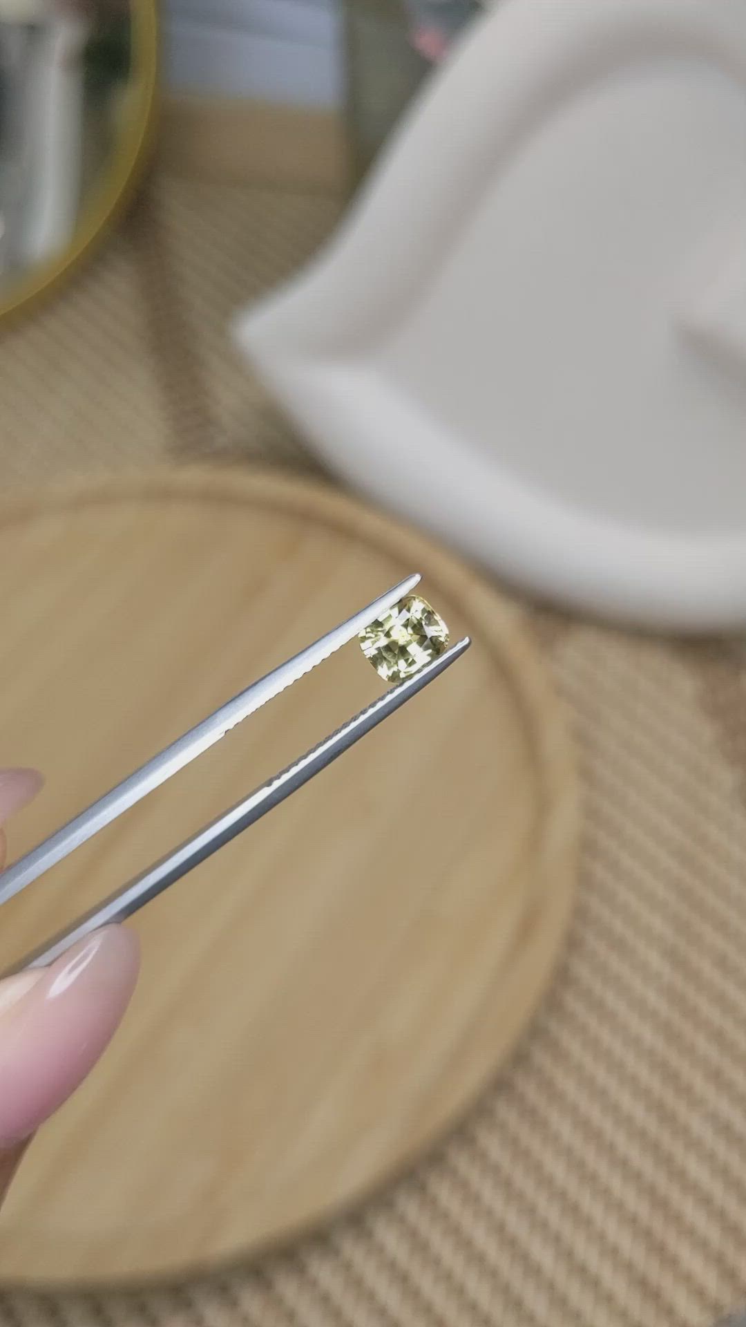 0.98 Ct. Greenish Yellow Chrysoberyl from Ceylon (Sri Lanka) Size Video