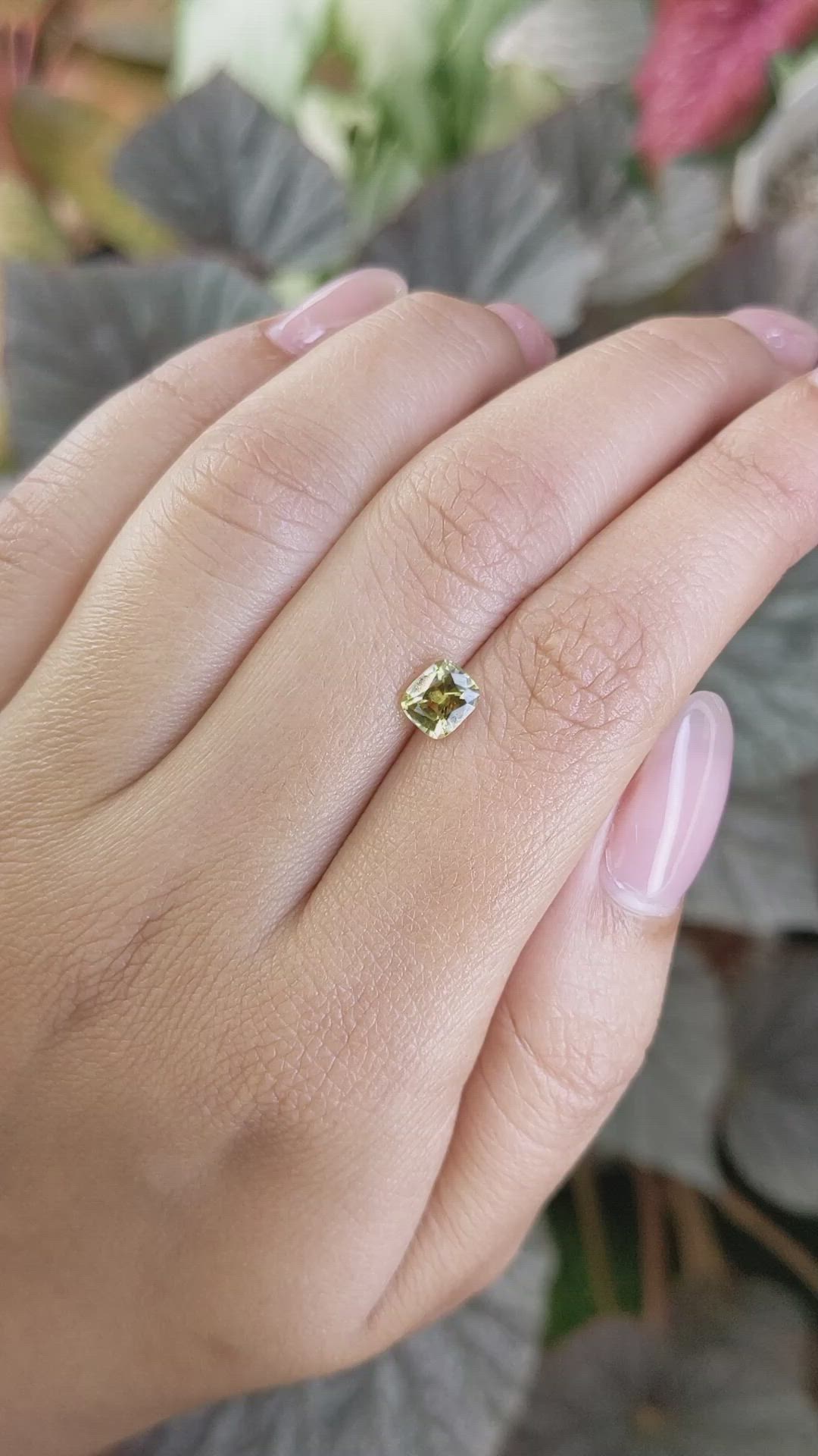0.98 Ct. Greenish Yellow Chrysoberyl from Ceylon (Sri Lanka) Size Video