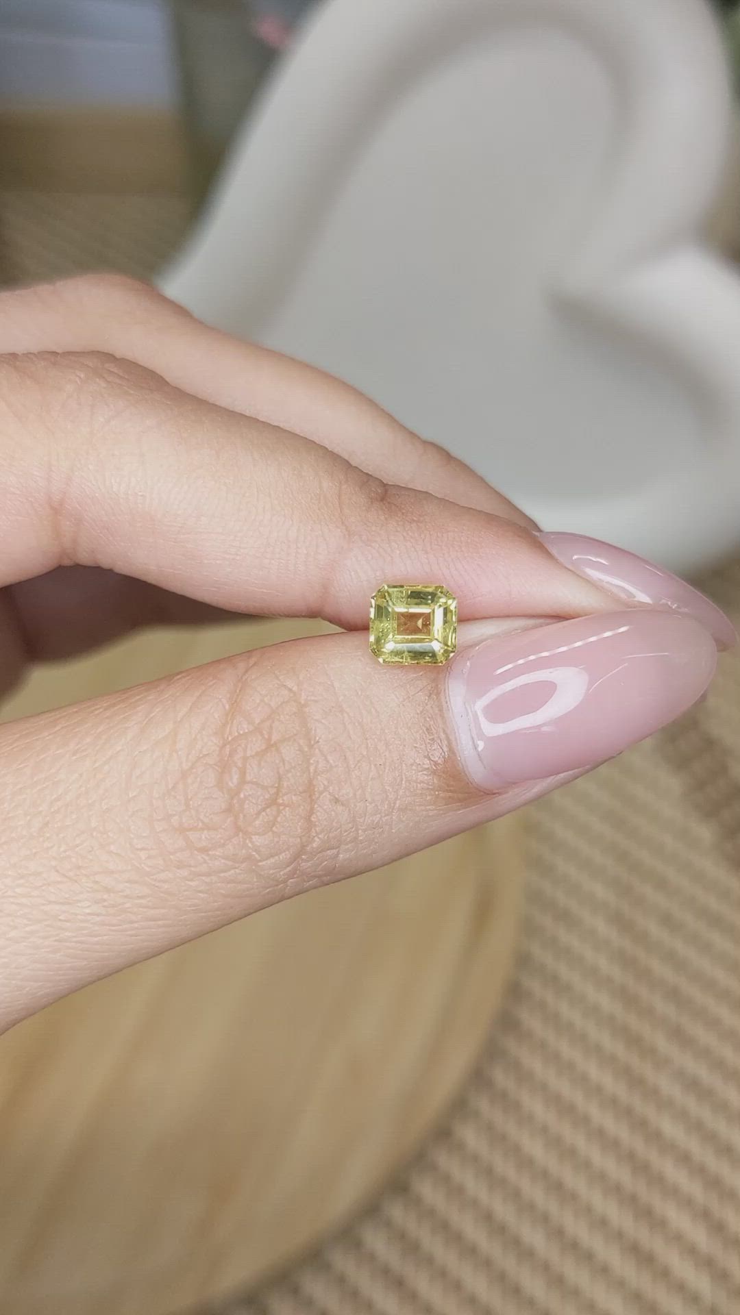 1.10 Ct. Greenish Yellow Chrysoberyl from Ceylon (Sri Lanka) Size Video