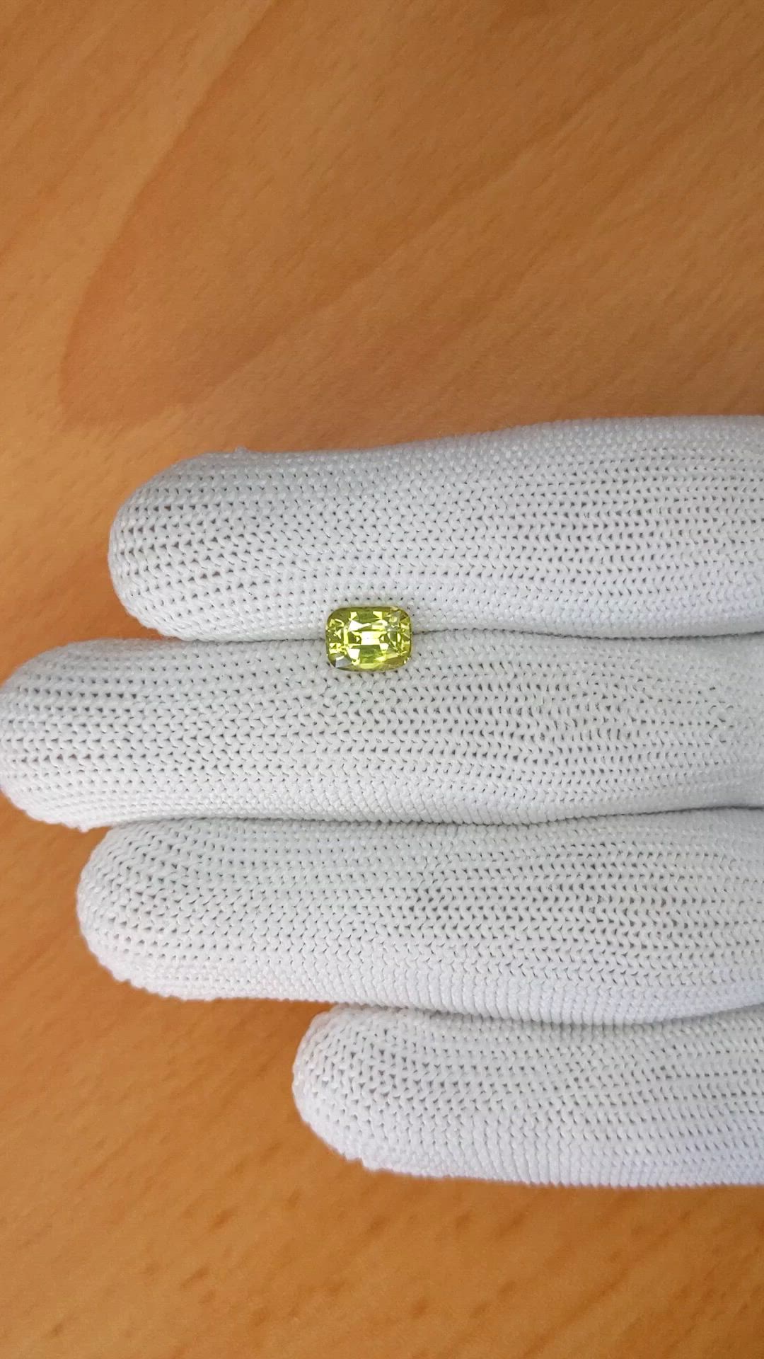 1.54 Ct. Yellowish Green Chrysoberyl from Ceylon (Sri Lanka) Size Video