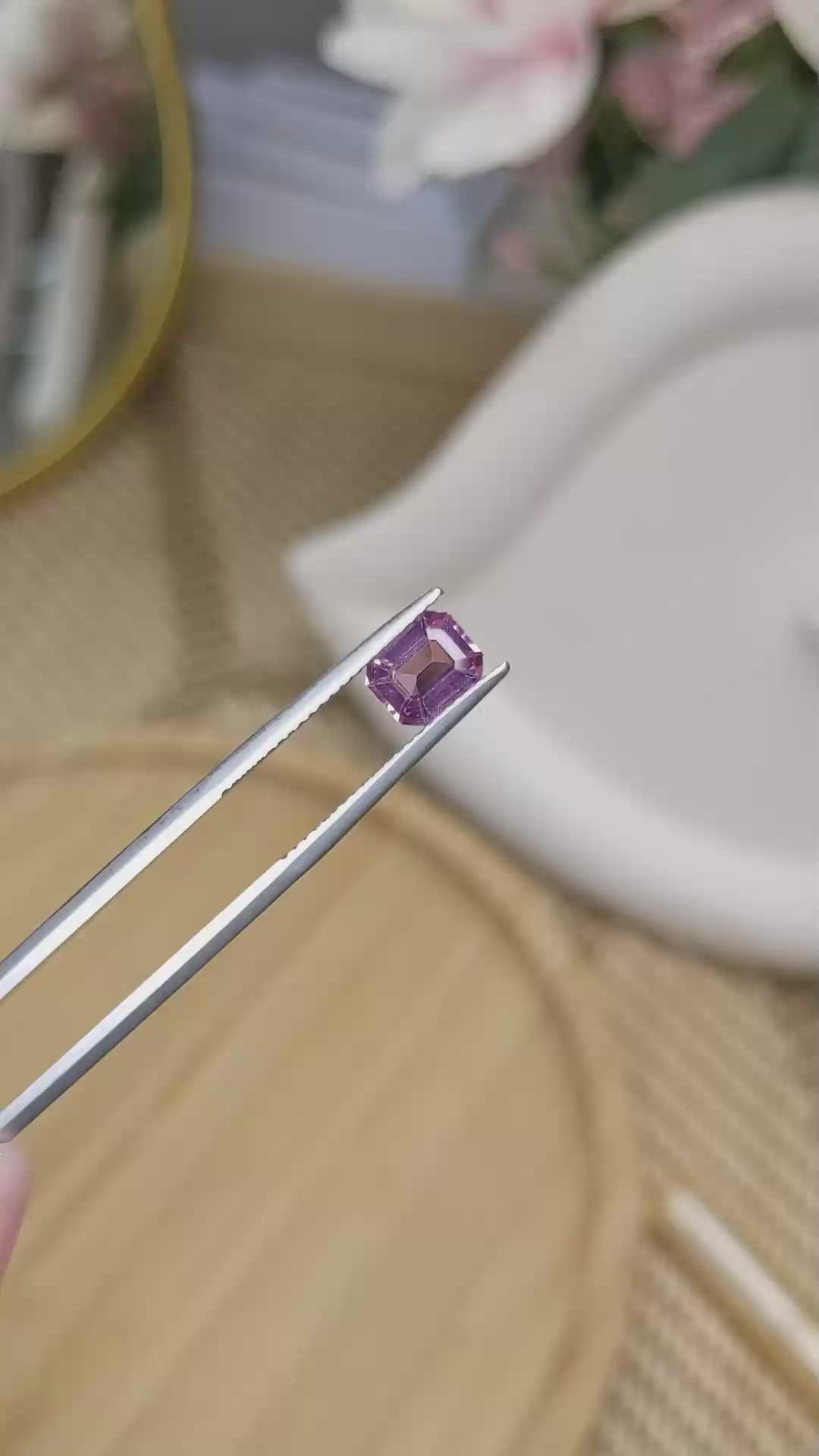 1.26 Ct. Purplish Pink Spinel from Ceylon (Sri Lanka) Size Video
