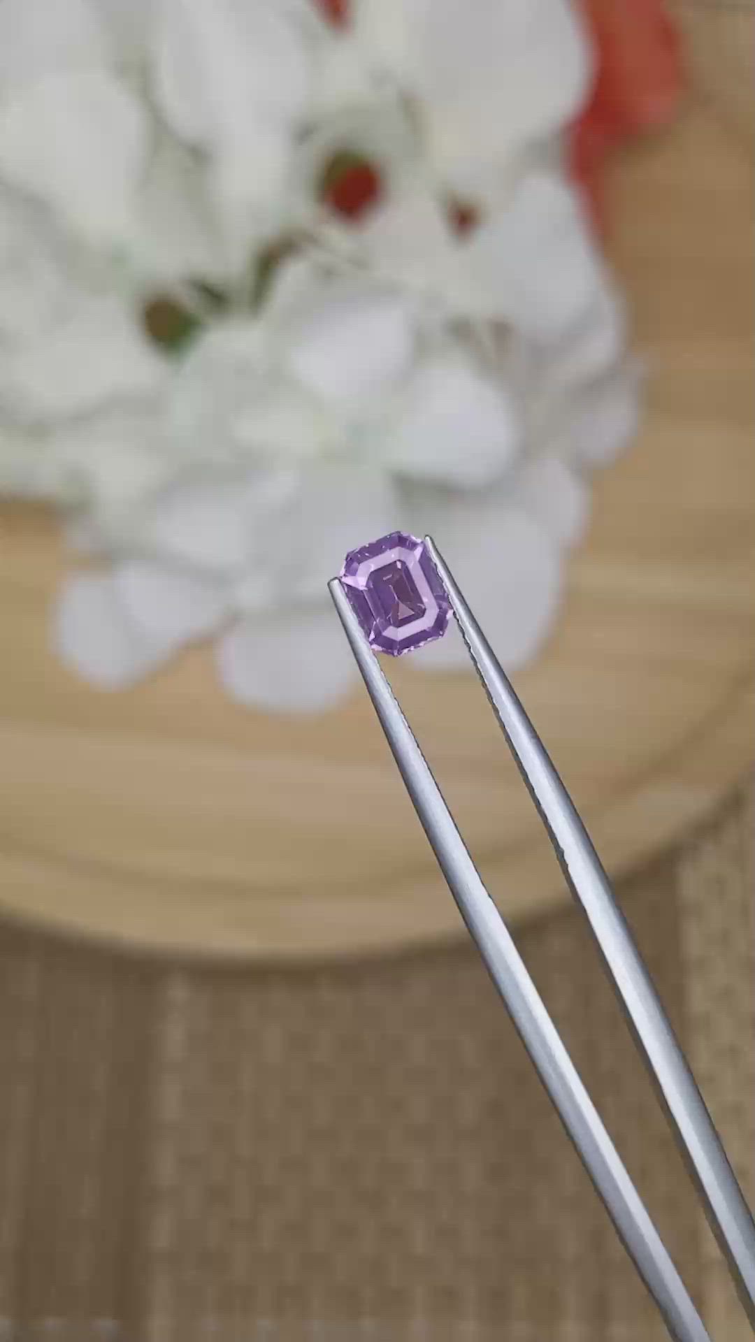 1.12 Ct. Pinkish Purple Spinel from Ceylon (Sri Lanka) Size Video