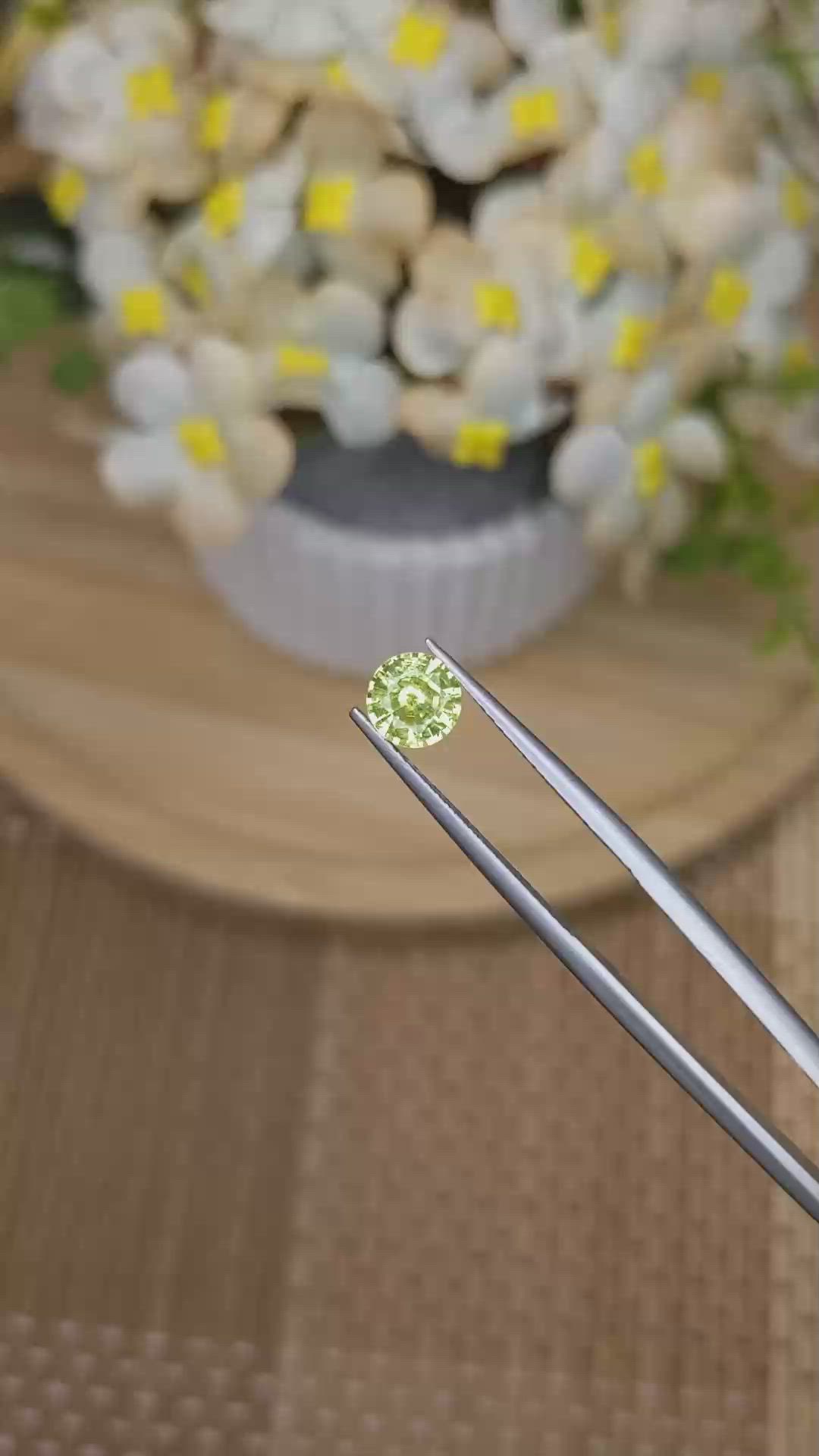 0.85 Ct. Yellowish Green Chrysoberyl from Ceylon (Sri Lanka) Size Video