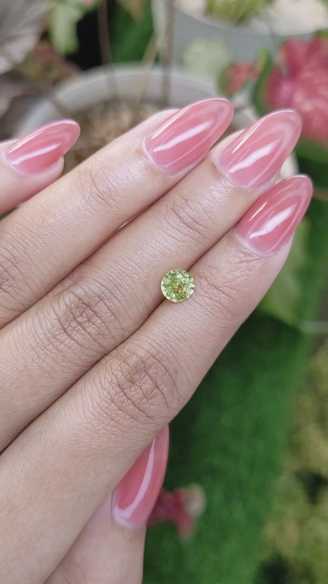 0.85 Ct. Yellowish Green Chrysoberyl from Ceylon (Sri Lanka) Size Video