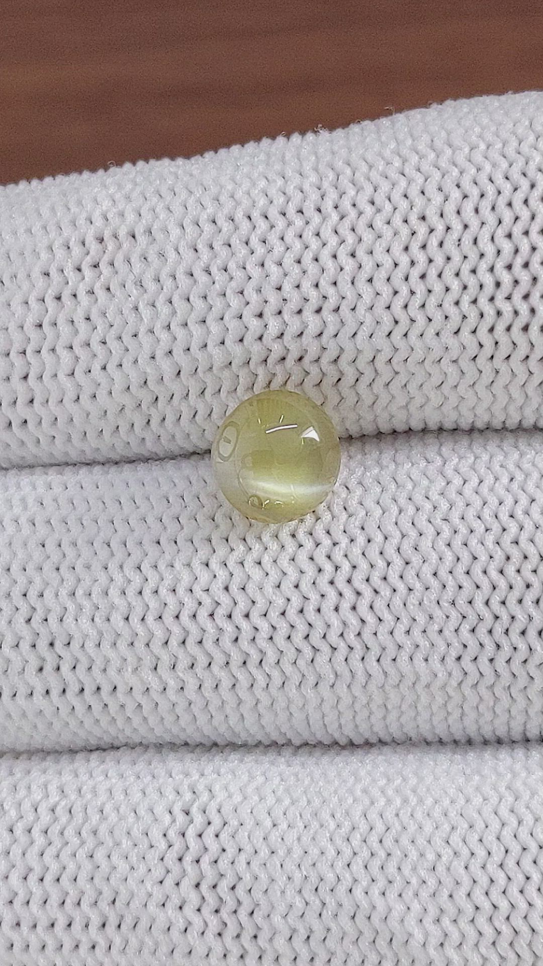 2.88 Ct. Greenish Yellow Cabochon Chrysoberyl Size Video