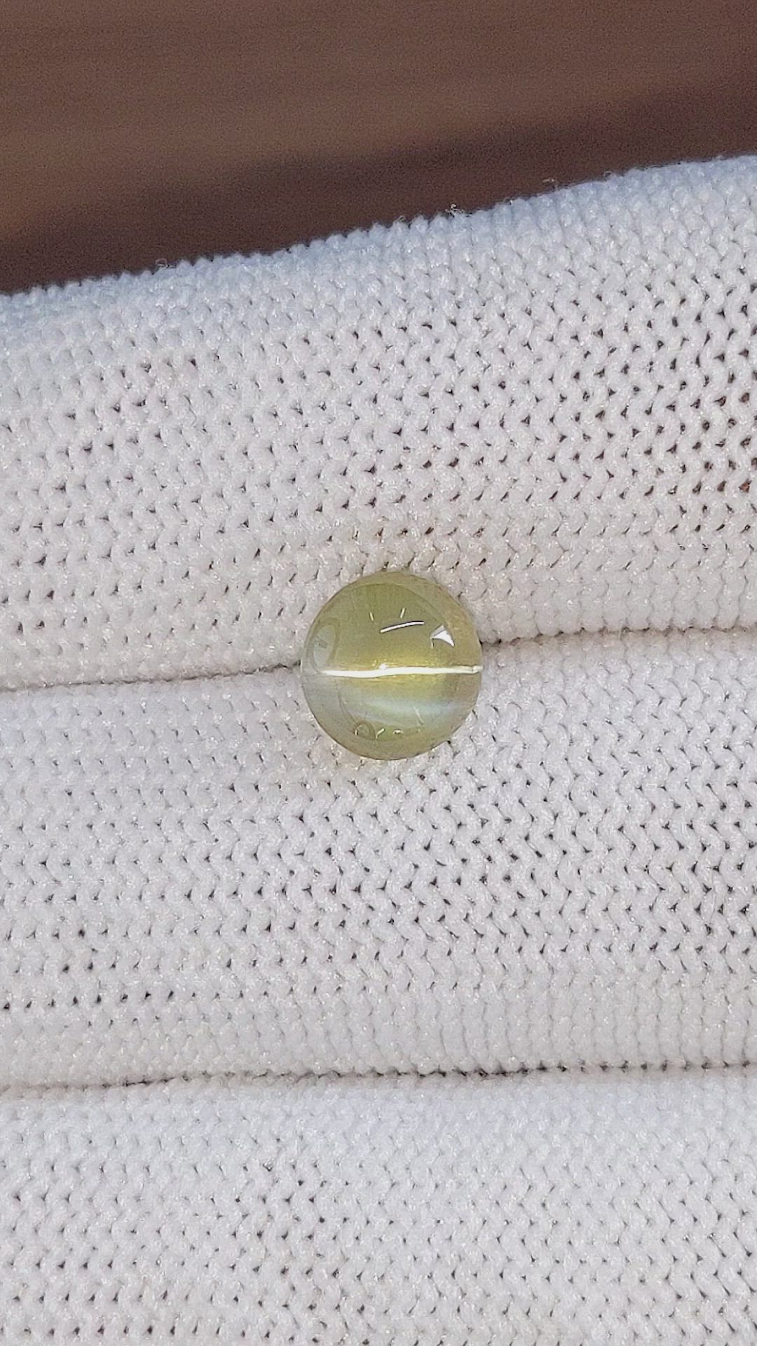 2.88 Ct. Greenish Yellow Cabochon Chrysoberyl Size Video