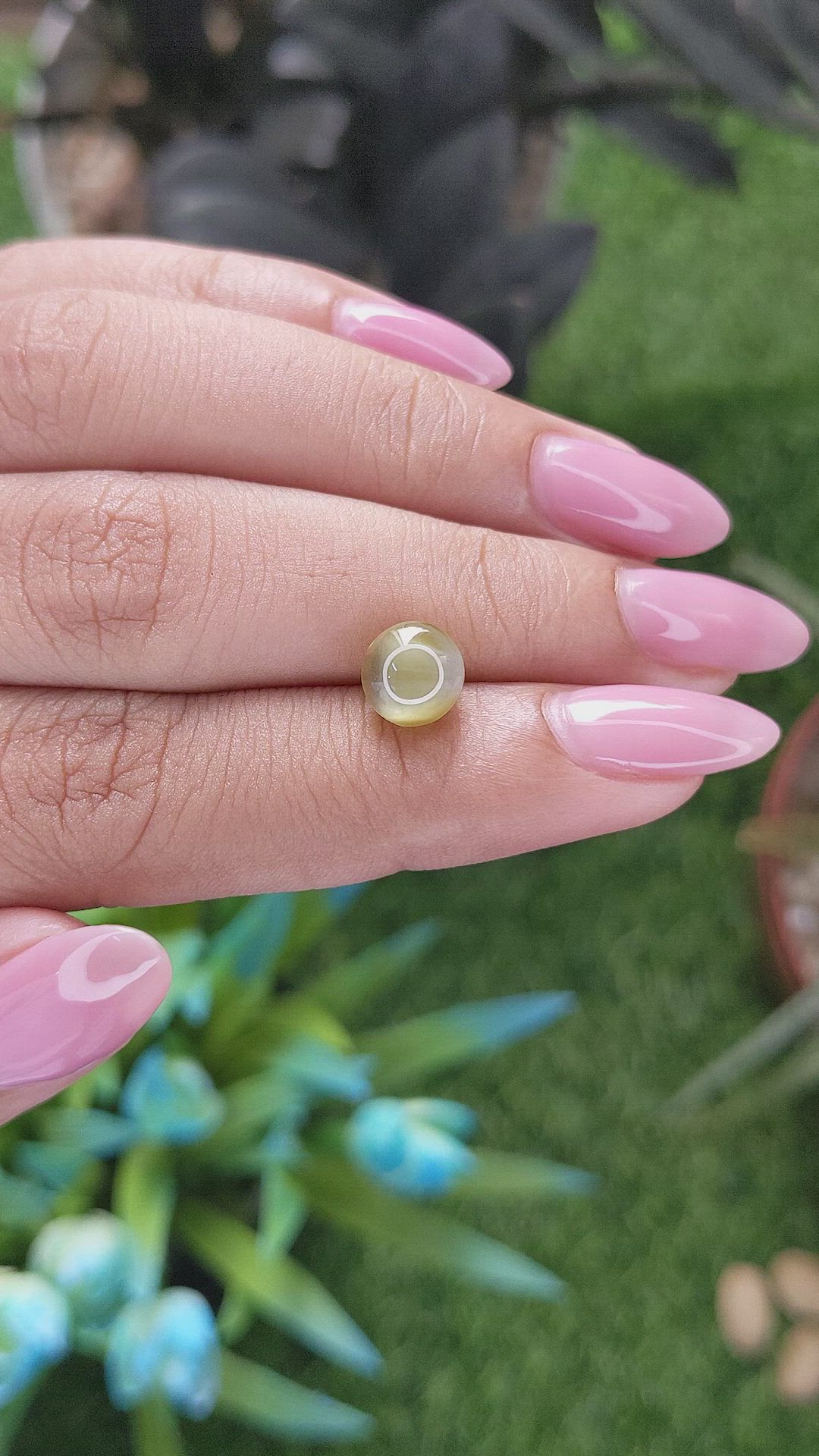2.88 Ct. Greenish Yellow Cabochon Chrysoberyl Size Video