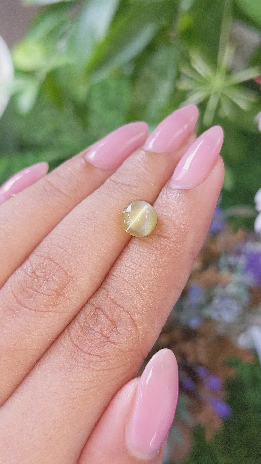 2.88 Ct. Greenish Yellow Cabochon Chrysoberyl Size Video