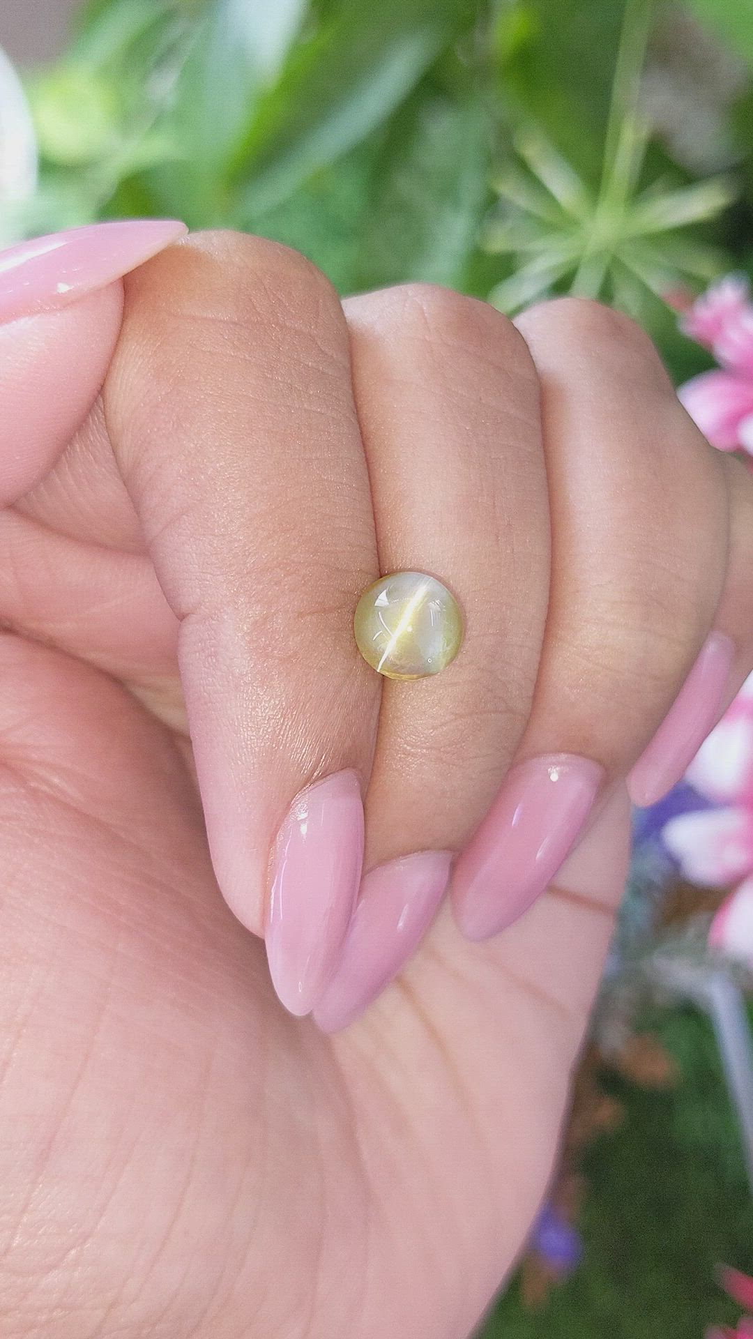 2.88 Ct. Greenish Yellow Cabochon Chrysoberyl Size Video