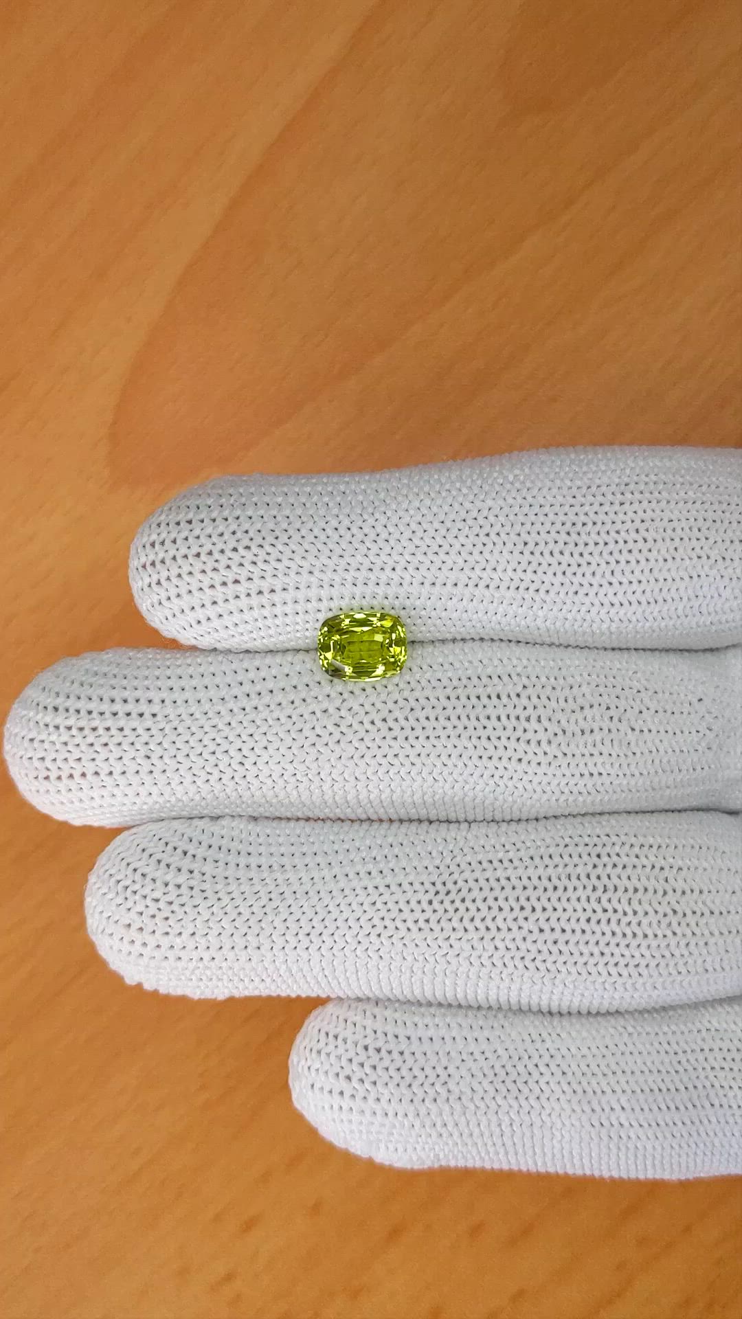 1.81 Ct. Yellowish Green Chrysoberyl from Ceylon (Sri Lanka) Size Video