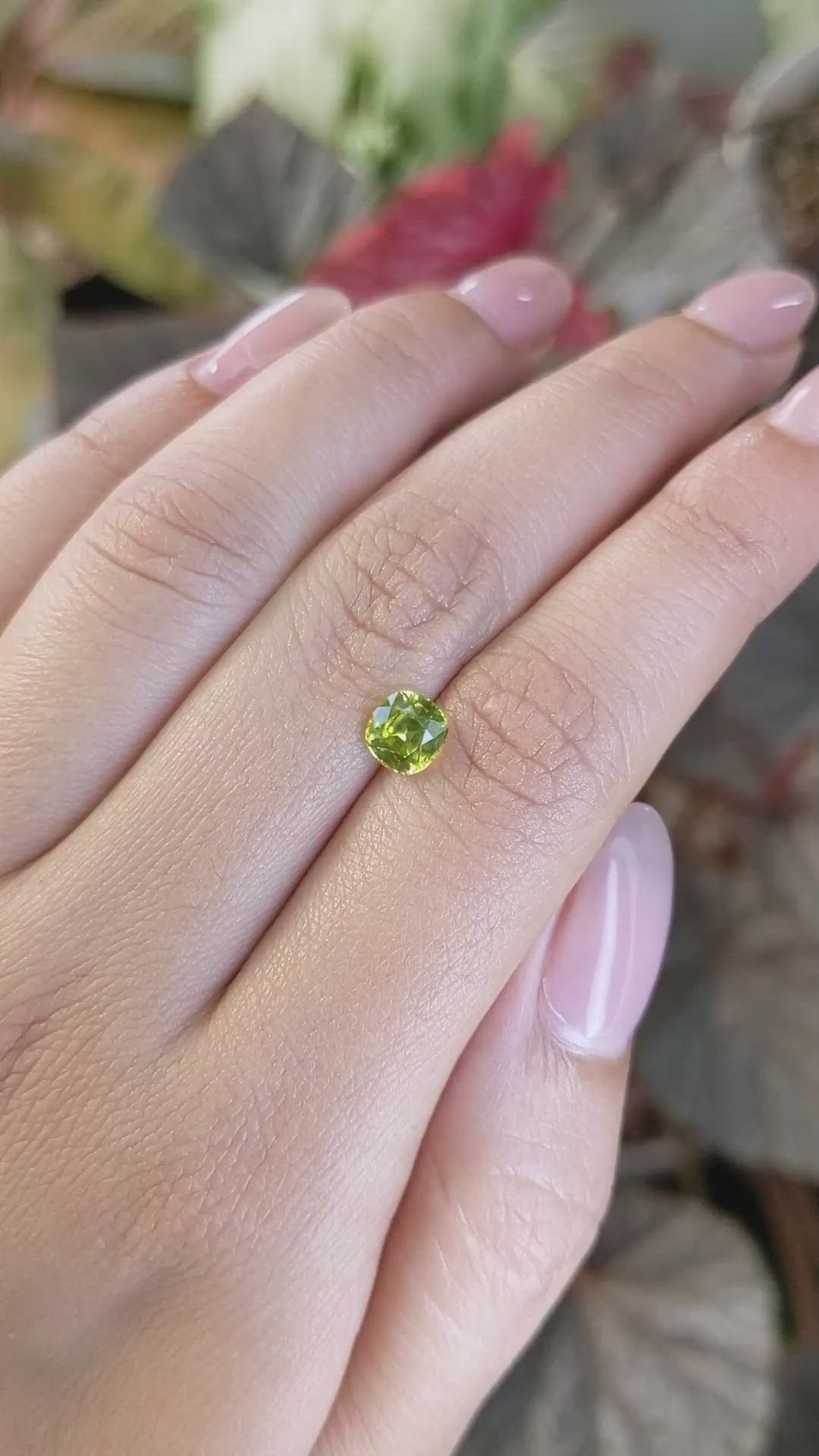 1.25 Ct. Yellowish Green Chrysoberyl from Ceylon (Sri Lanka) Size Video