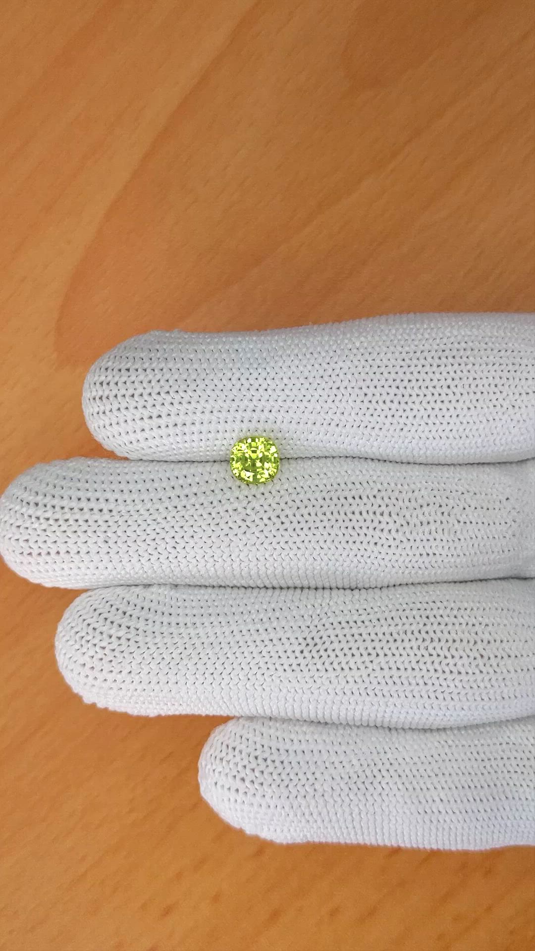 1.25 Ct. Yellowish Green Chrysoberyl from Ceylon (Sri Lanka) Size Video