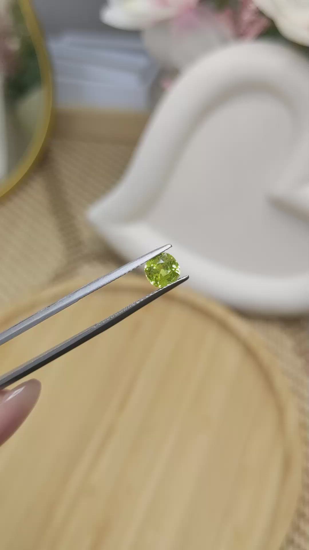 1.25 Ct. Yellowish Green Chrysoberyl from Ceylon (Sri Lanka) Size Video