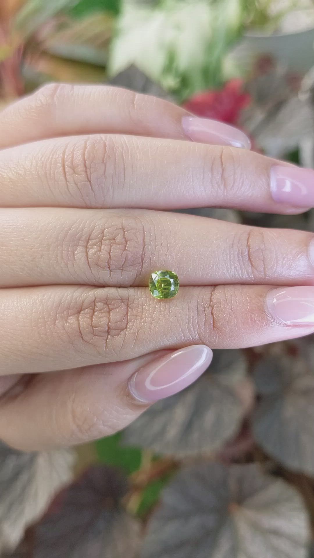 1.25 Ct. Yellowish Green Chrysoberyl from Ceylon (Sri Lanka) Size Video