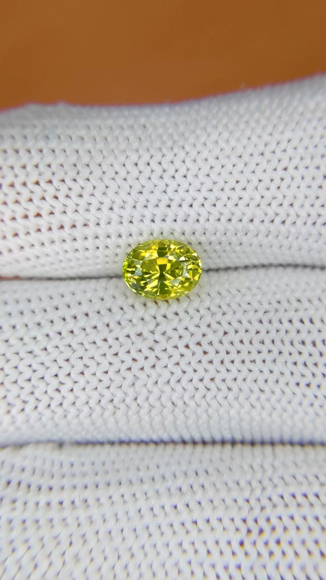 1.33 Ct. Yellowish Green Chrysoberyl from Ceylon (Sri Lanka) Size Video