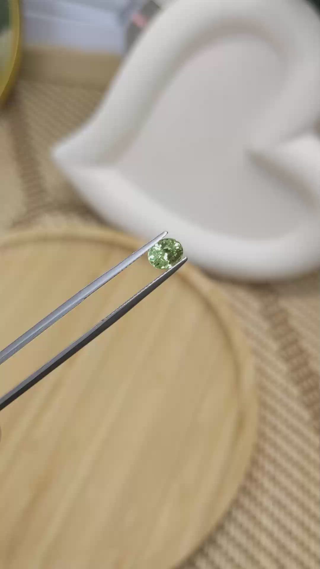 0.86 Ct. Green Chrysoberyl from Ceylon (Sri Lanka) Size Video