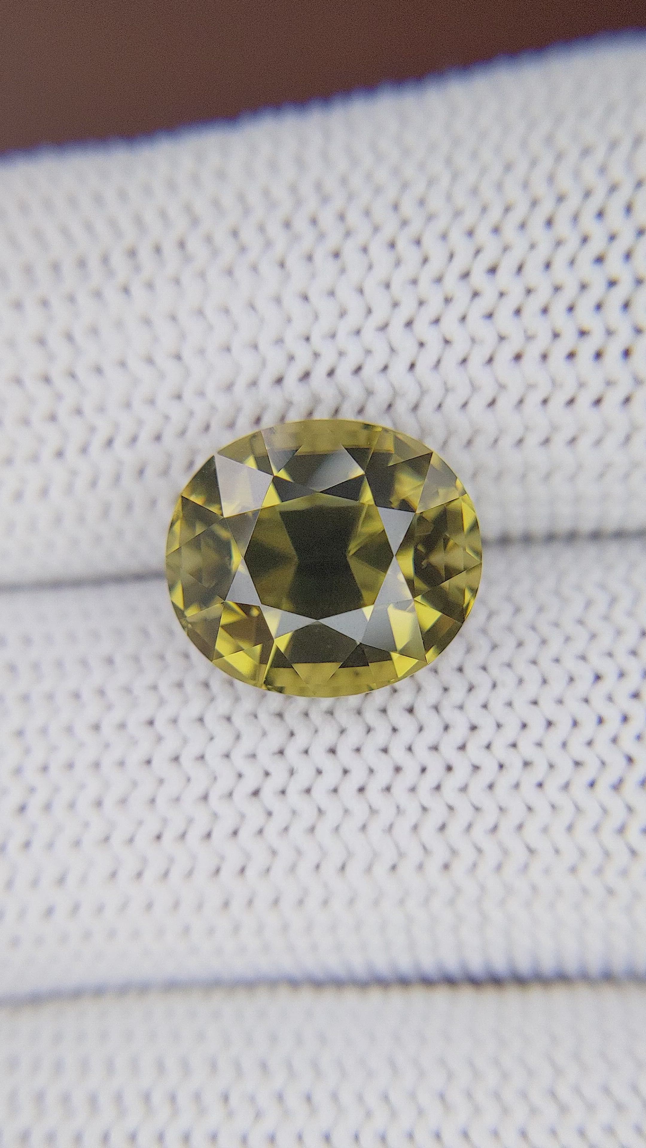 9.34 Ct. Greenish Yellow Zircon from Ceylon (Sri Lanka) Size Video