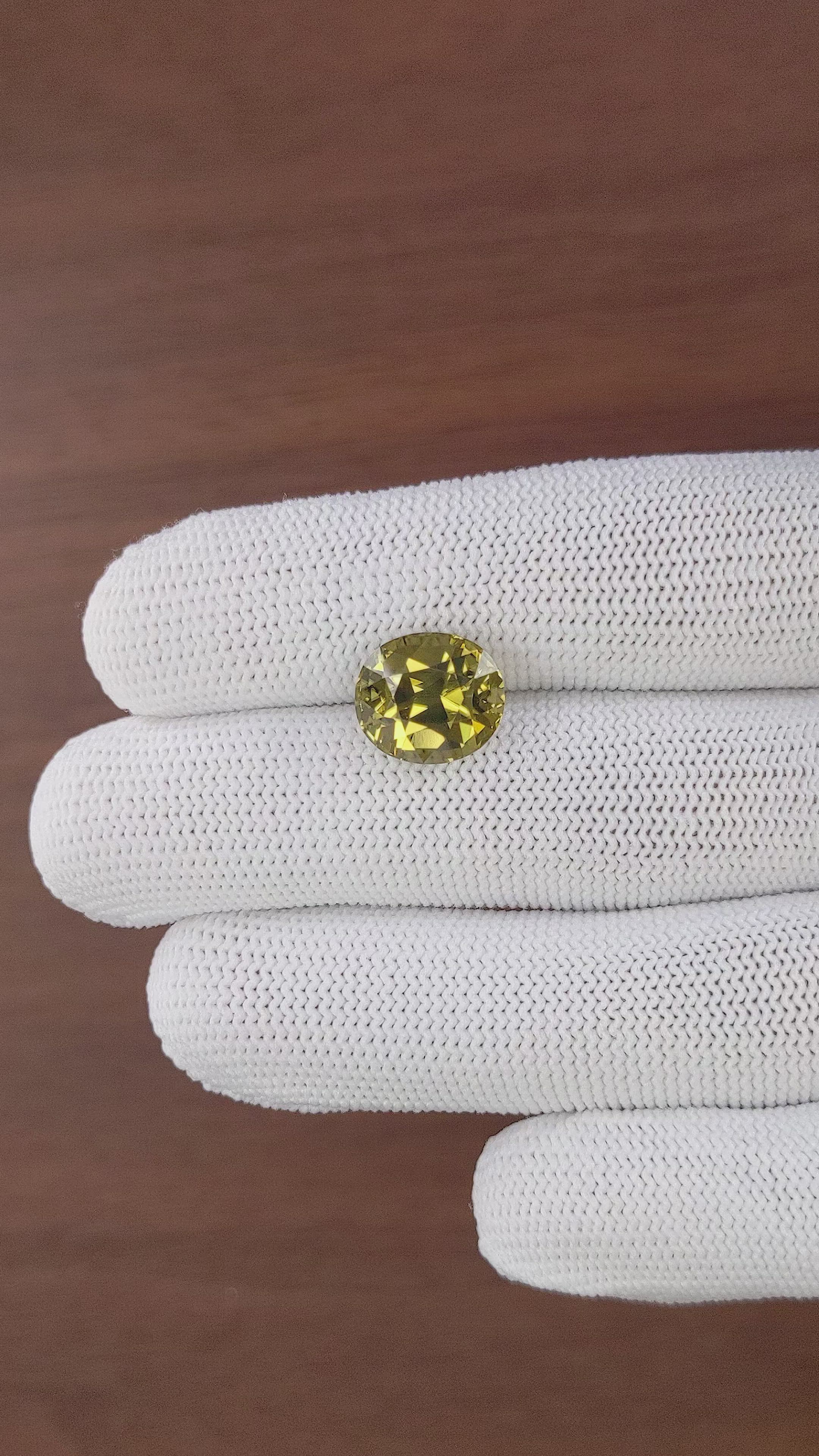 9.34 Ct. Greenish Yellow Zircon from Ceylon (Sri Lanka) Size Video