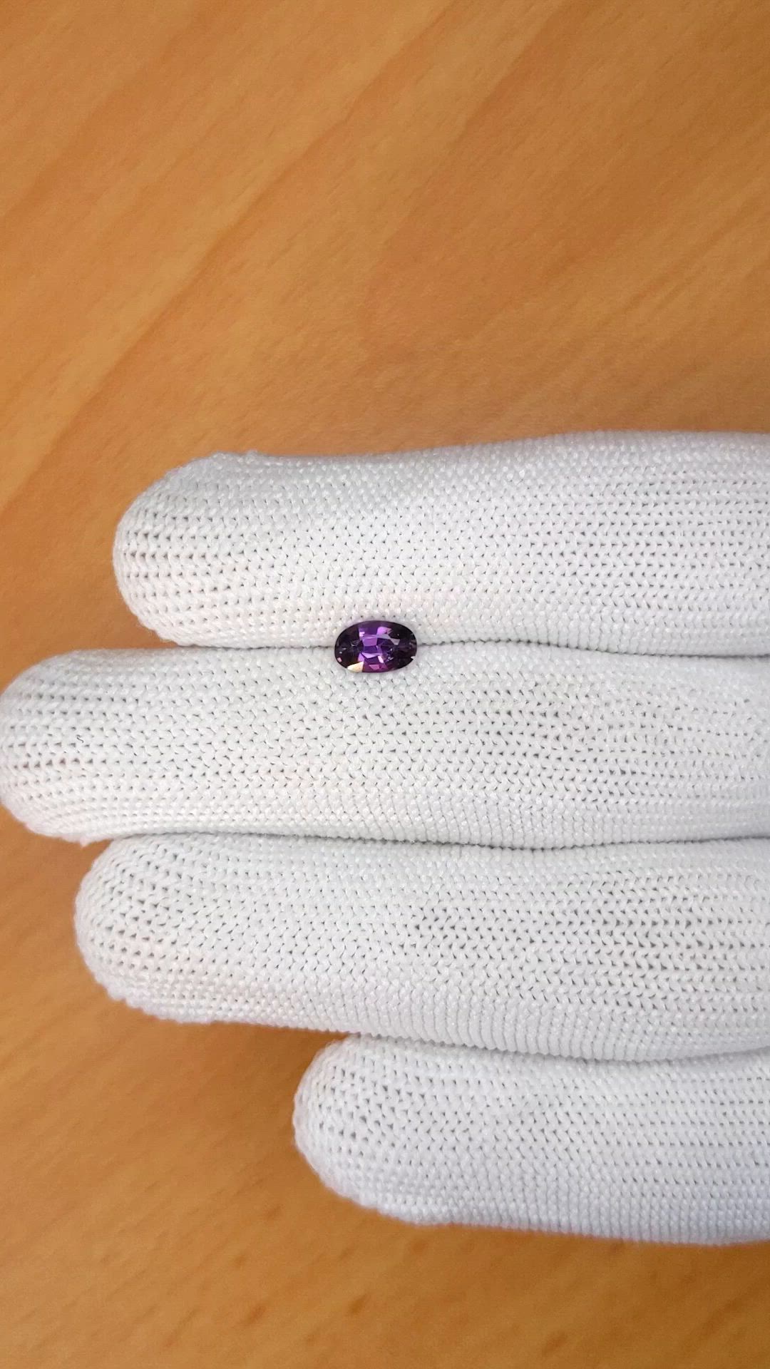 0.65 Ct. Pinkish Purple Spinel from Ceylon (Sri Lanka) Size Video