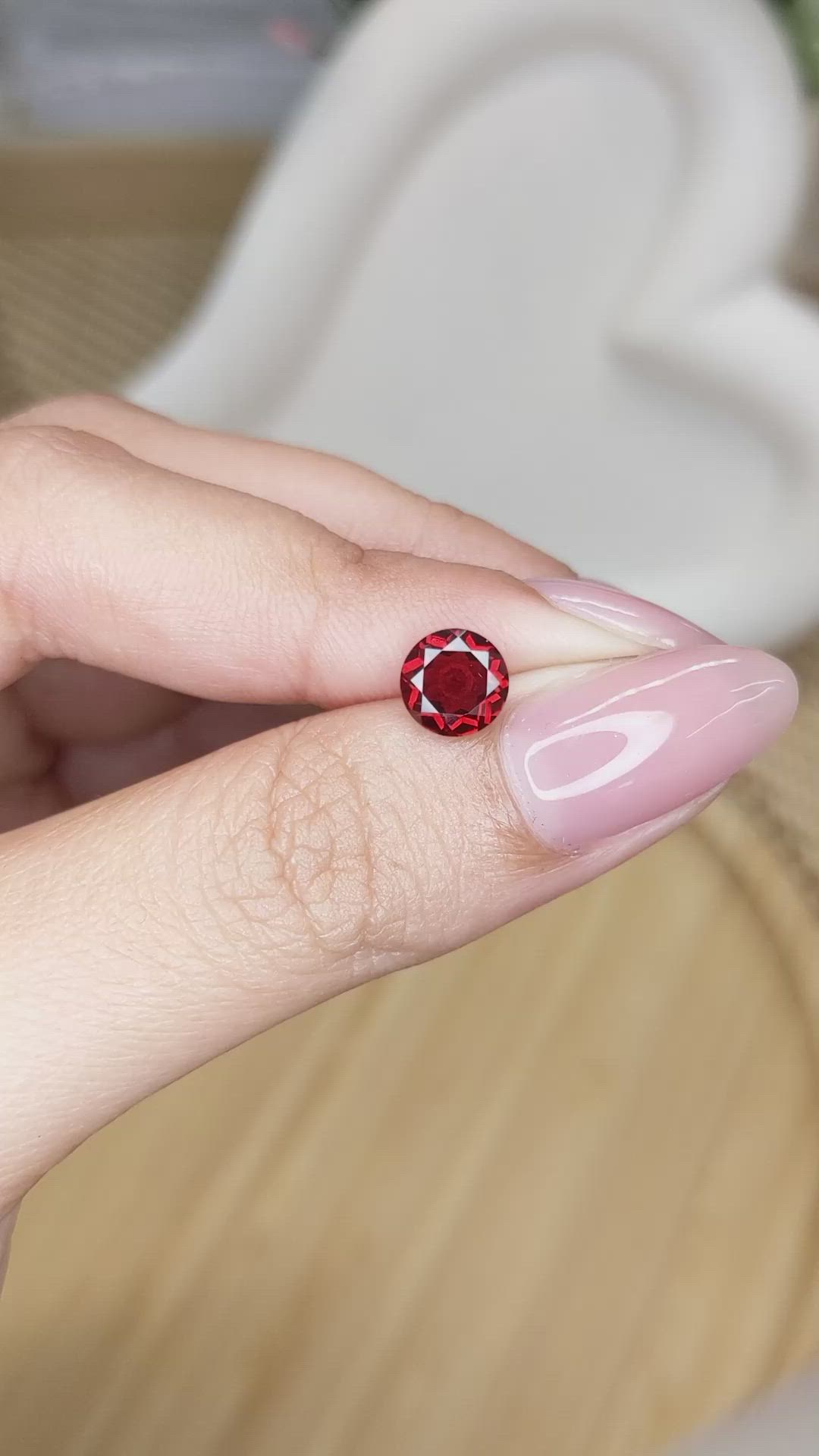 1.39 Ct. Red Garnet from Ceylon (Sri Lanka) Size Video