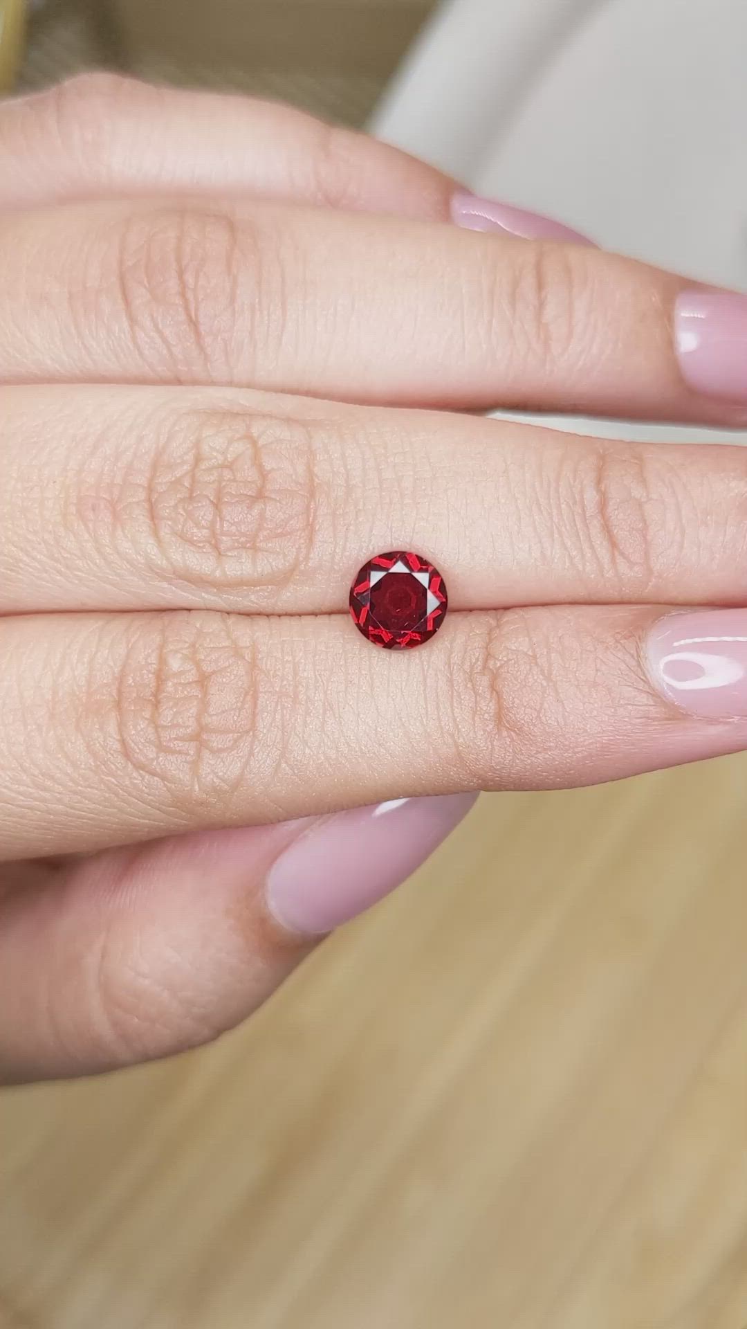 1.39 Ct. Red Garnet from Ceylon (Sri Lanka) Size Video