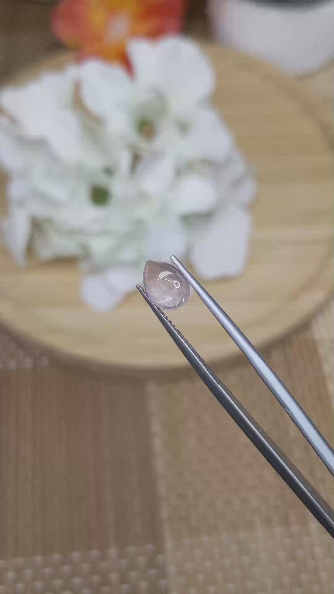 1.32 Ct. Pink Cabochon Rose Quartz from Ceylon (Sri Lanka) Size Video