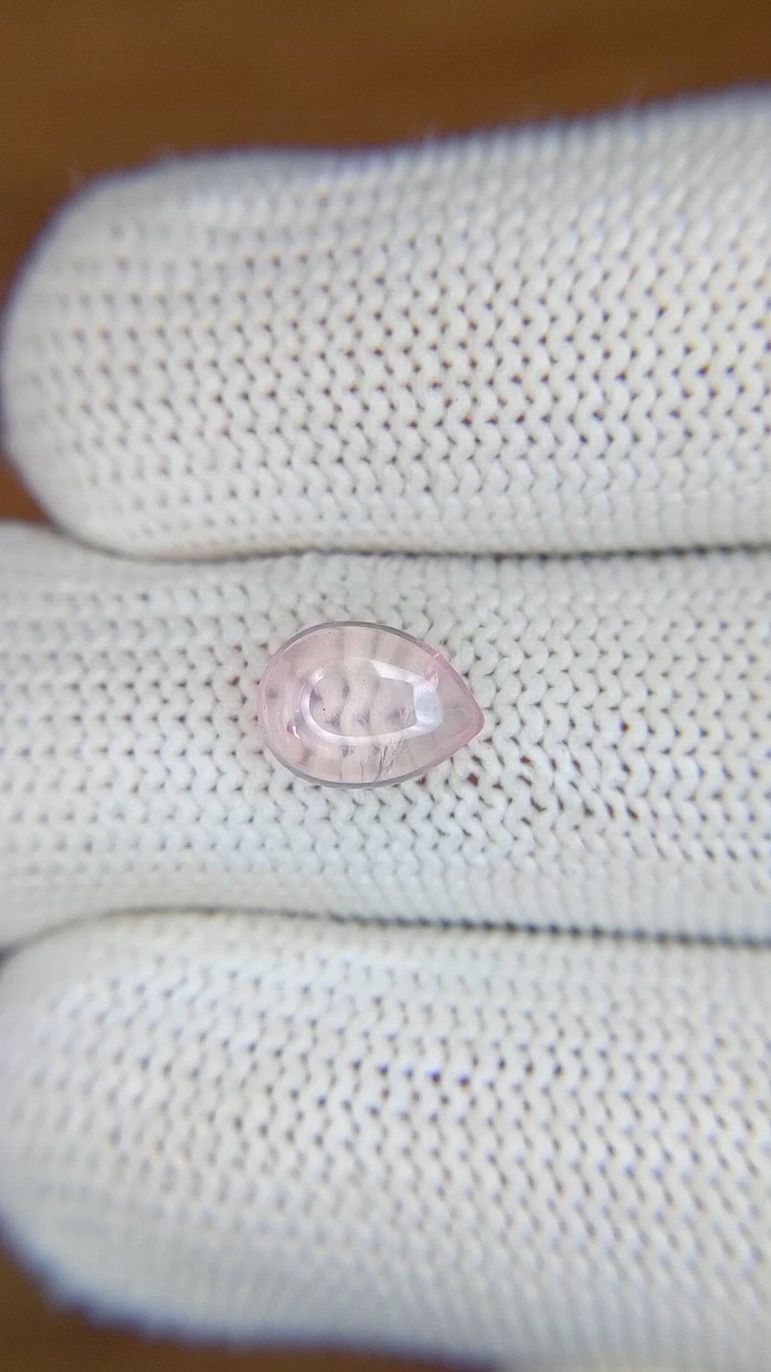1.32 Ct. Pink Cabochon Rose Quartz from Ceylon (Sri Lanka) Size Video