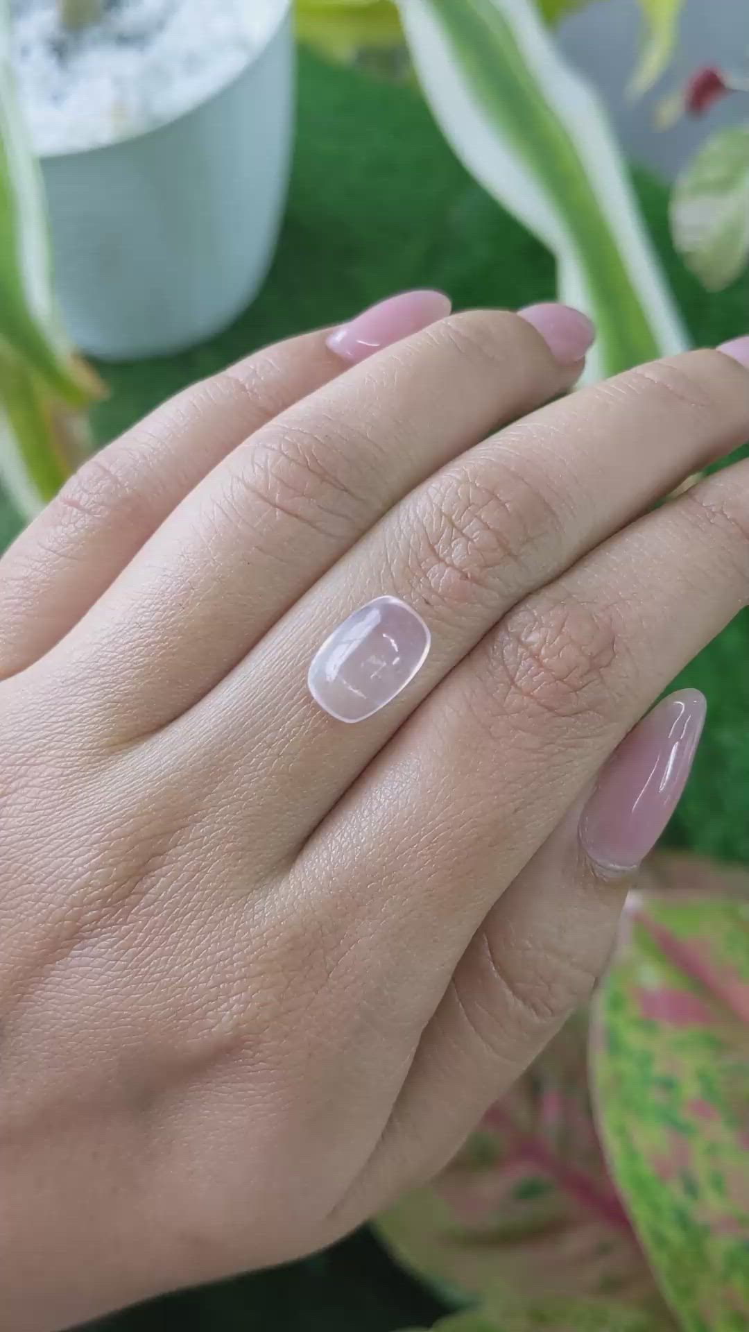 4.46 Ct. Purplish Pink Cabochon Rose Quartz from Ceylon (Sri Lanka) Size Video
