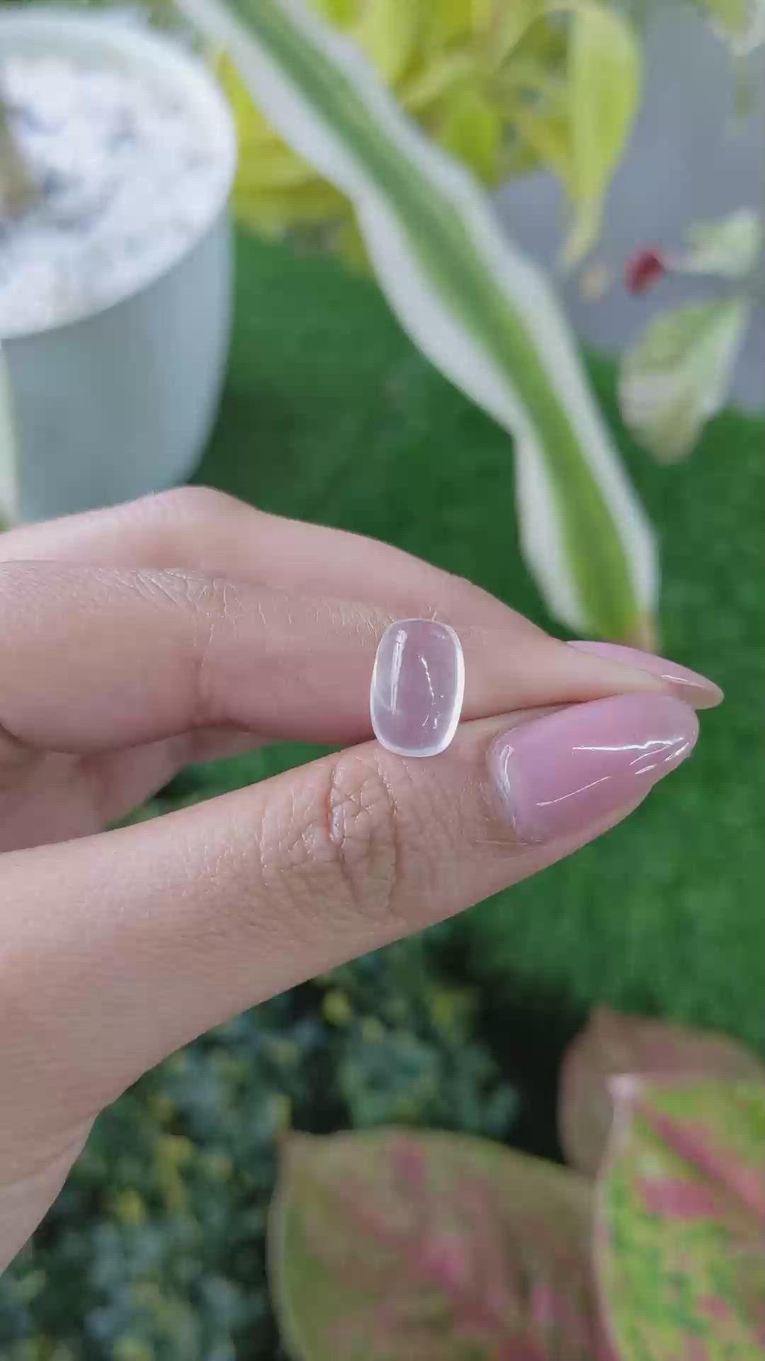 4.46 Ct. Purplish Pink Cabochon Rose Quartz from Ceylon (Sri Lanka) Size Video