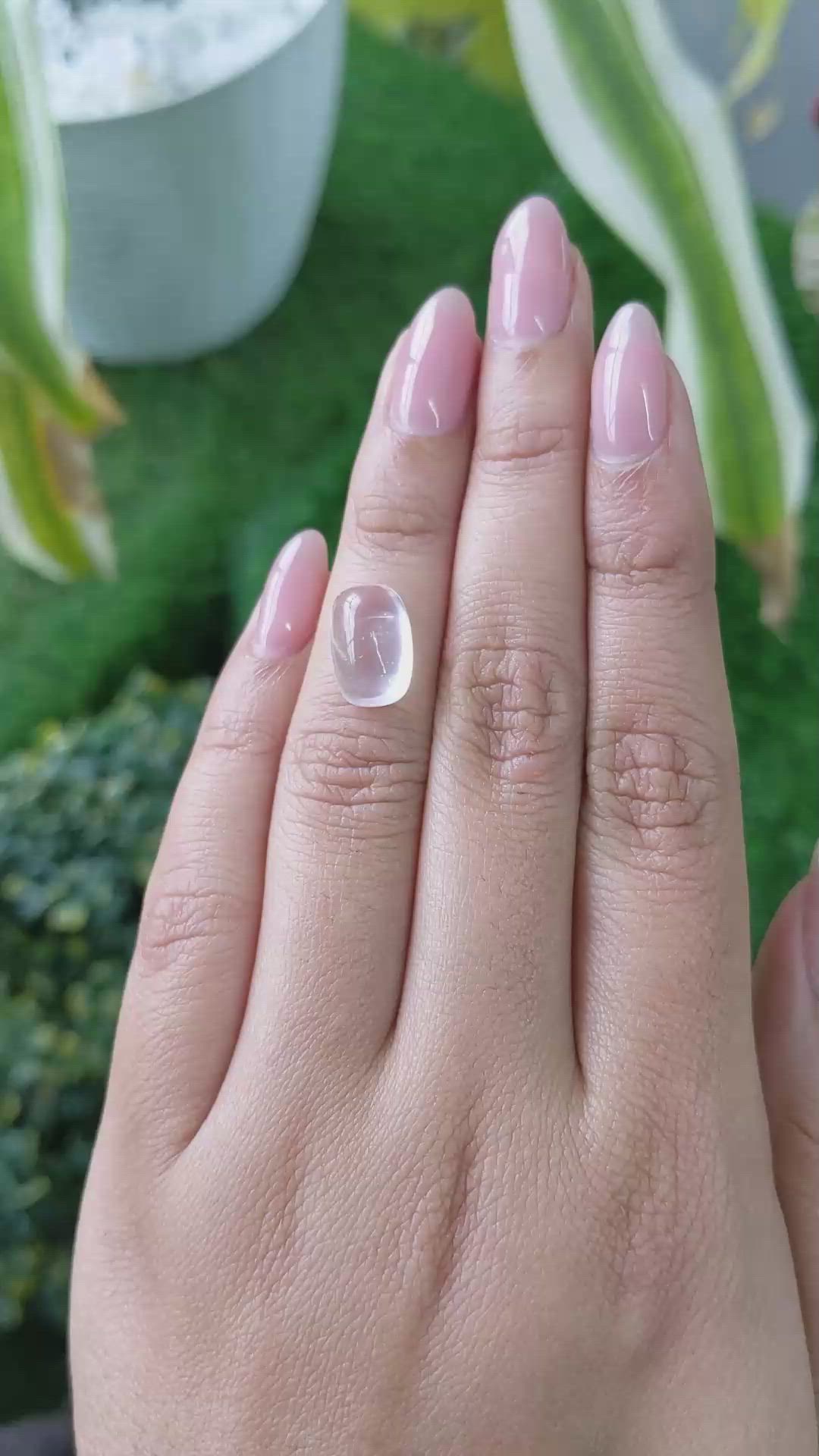 4.46 Ct. Purplish Pink Cabochon Rose Quartz from Ceylon (Sri Lanka) Size Video