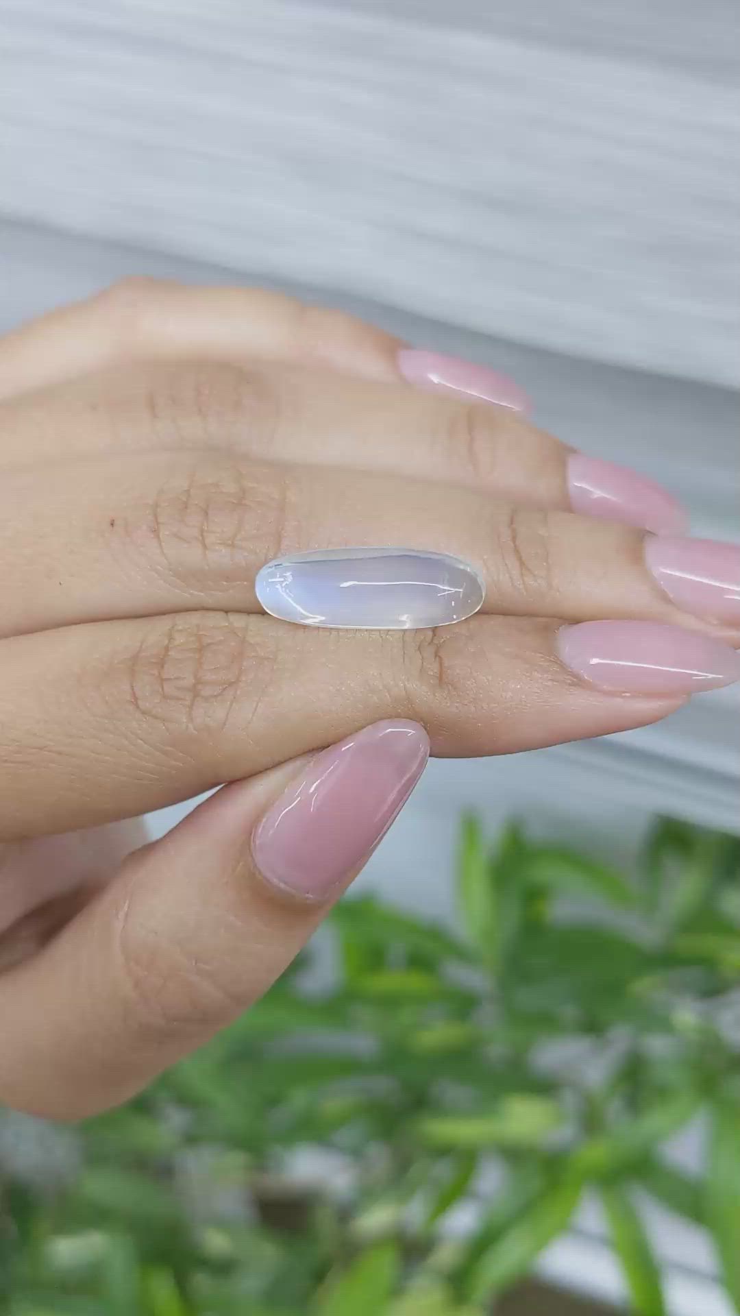 6.67 Ct. Blue Flash Cabochon Moonstone from Ceylon (Sri Lanka) Size Video