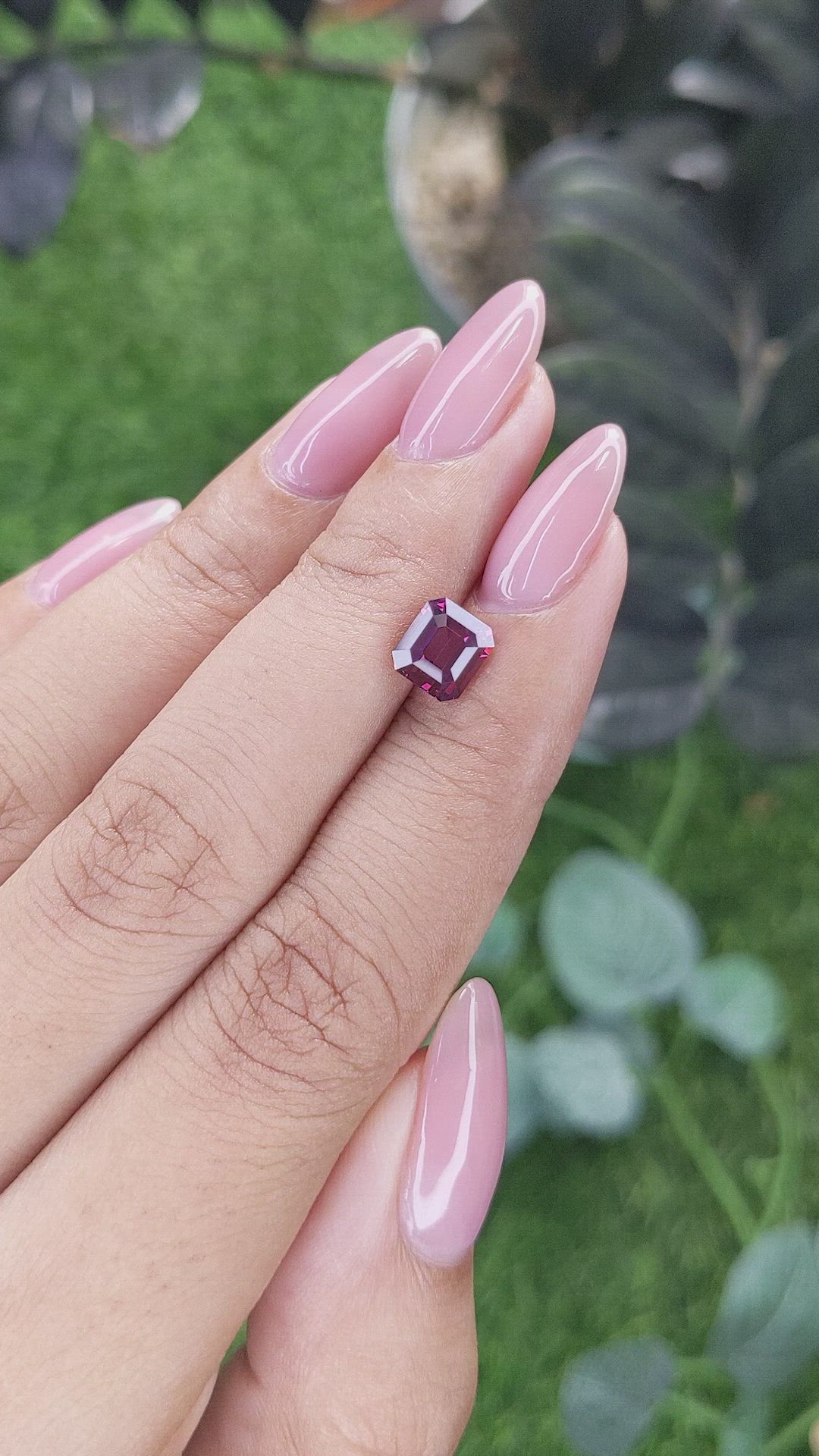 1.57 Ct. Purplish Pink Garnet from Tanzania Size Video
