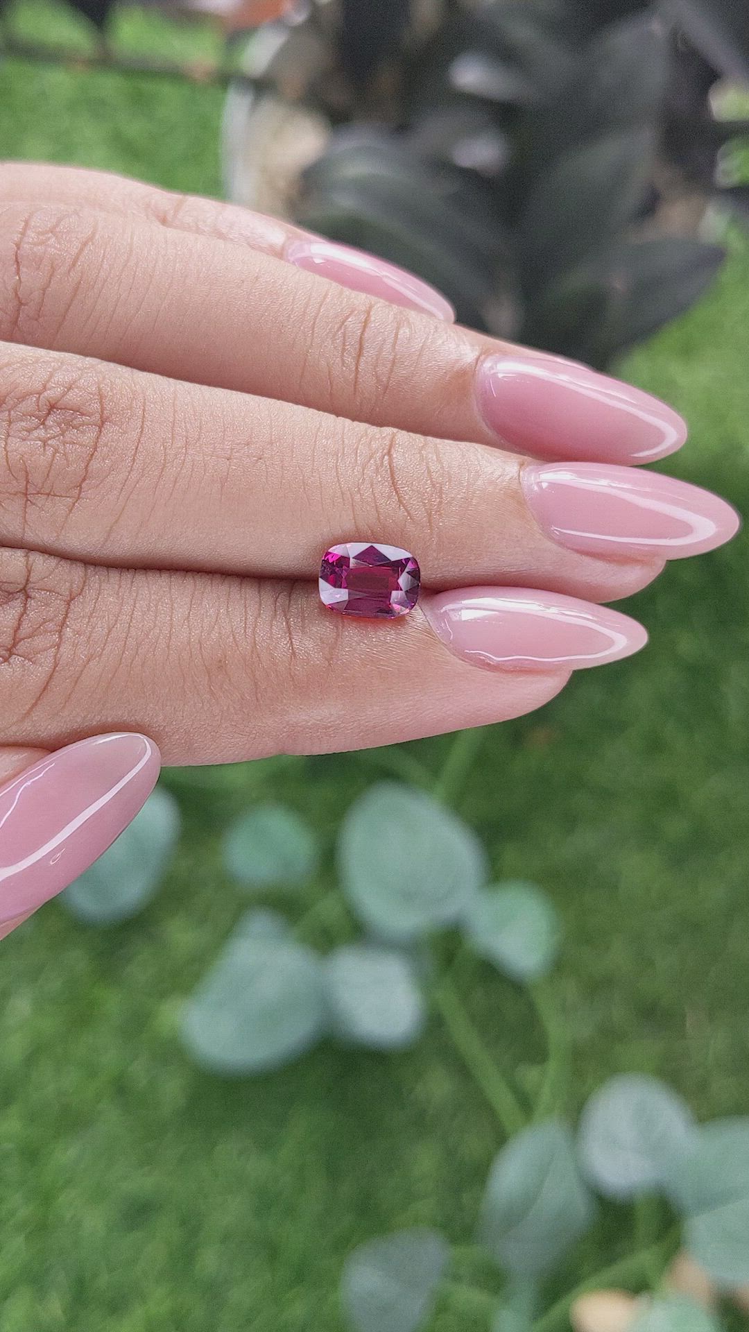 1.57 Ct. Purplish Pink Garnet from Tanzania Size Video