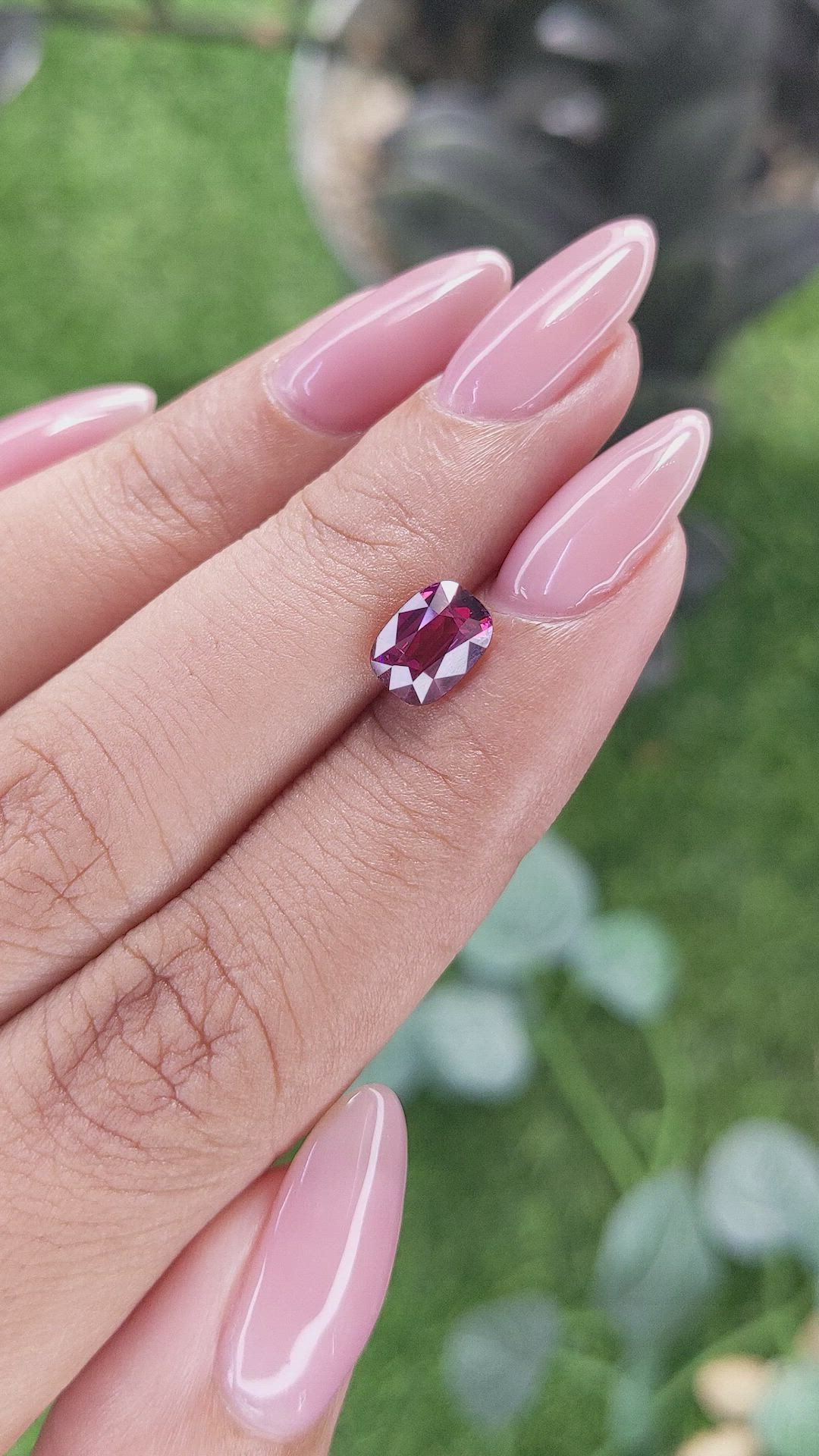 1.57 Ct. Purplish Pink Garnet from Tanzania Size Video