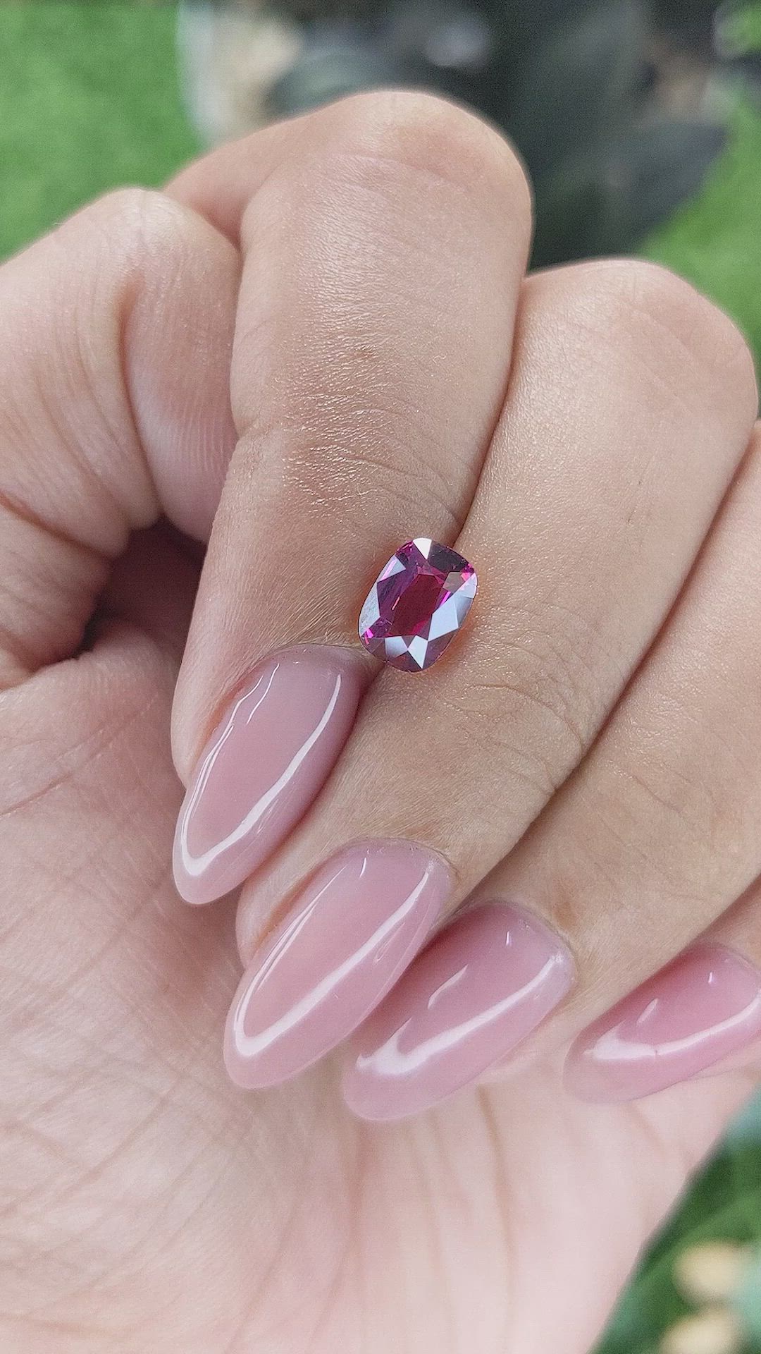 1.57 Ct. Purplish Pink Garnet from Tanzania Size Video