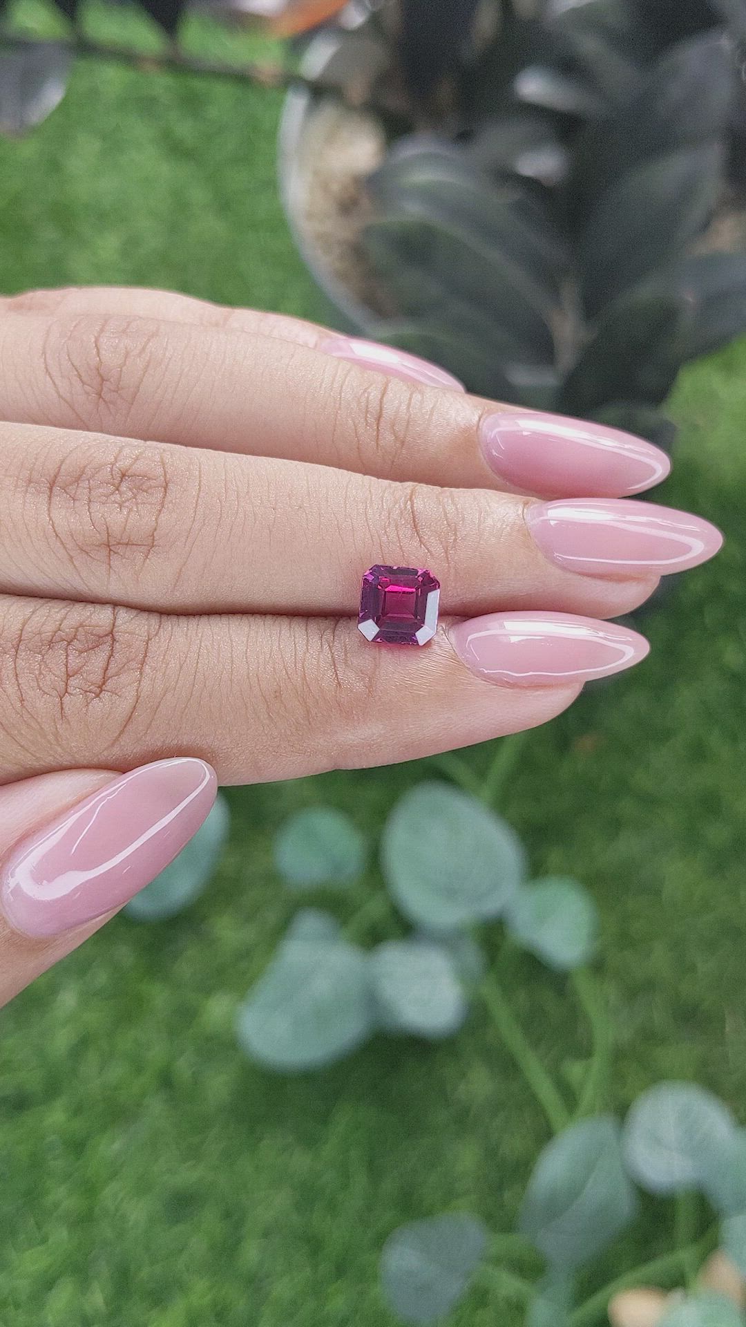 1.91 Ct. Purplish Pink Garnet from Tanzania Size Video
