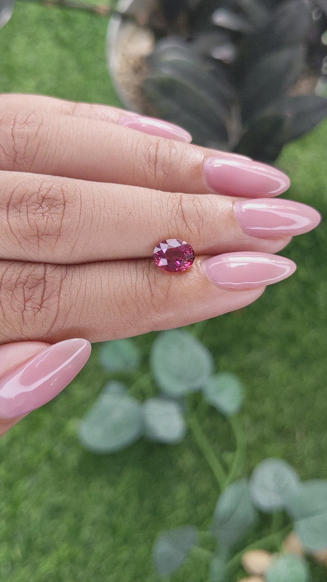 1.55 Ct. Purplish Pink Garnet from Tanzania Size Video