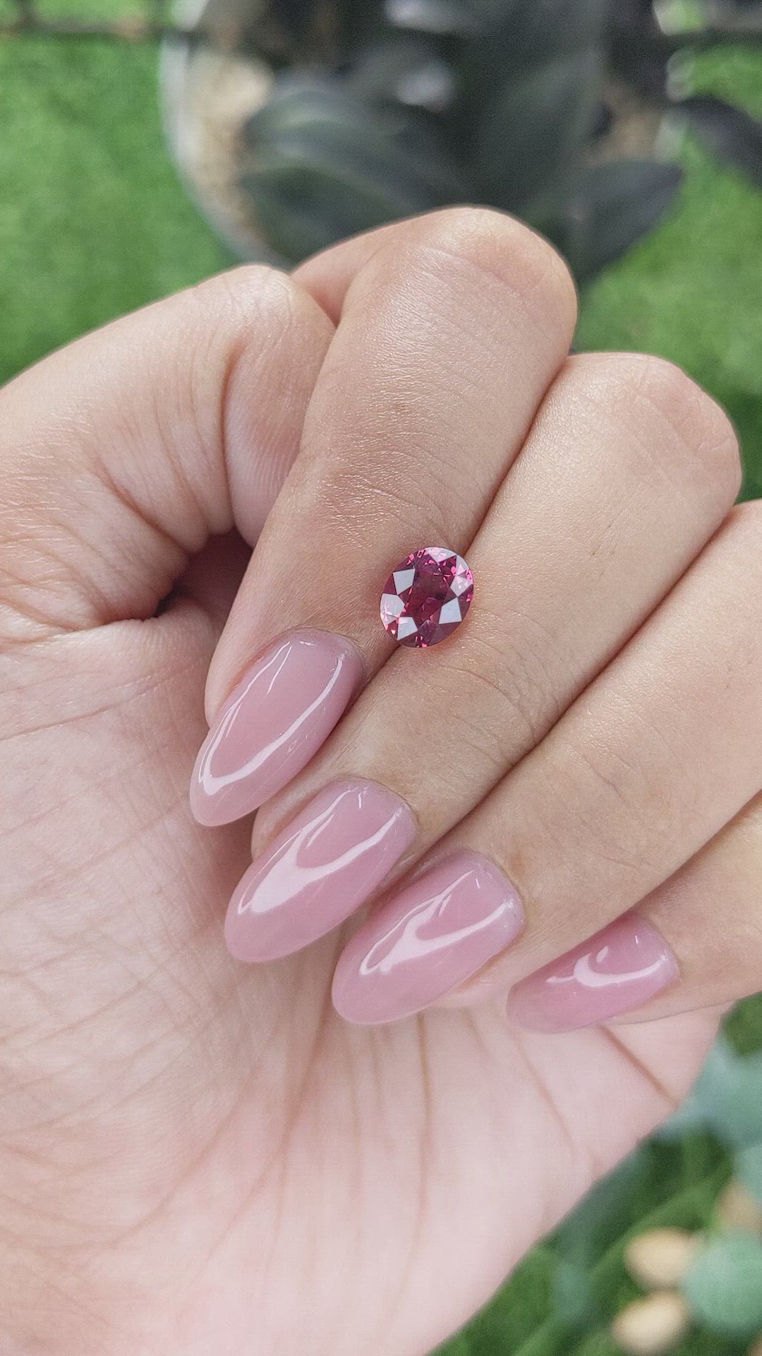 1.55 Ct. Purplish Pink Garnet from Tanzania Size Video