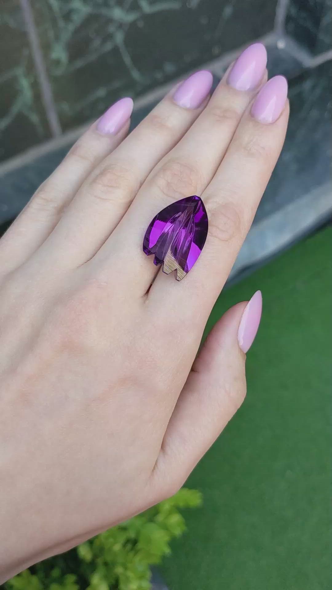 19.98 Ct. Purple Amethyst from Brazil Size Video