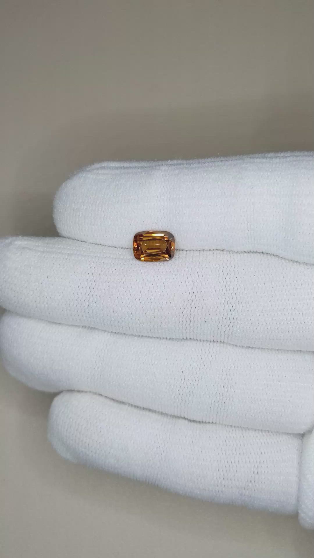 2.26 Ct. Brownish Orange Zircon from Ceylon (Sri Lanka) Size Video